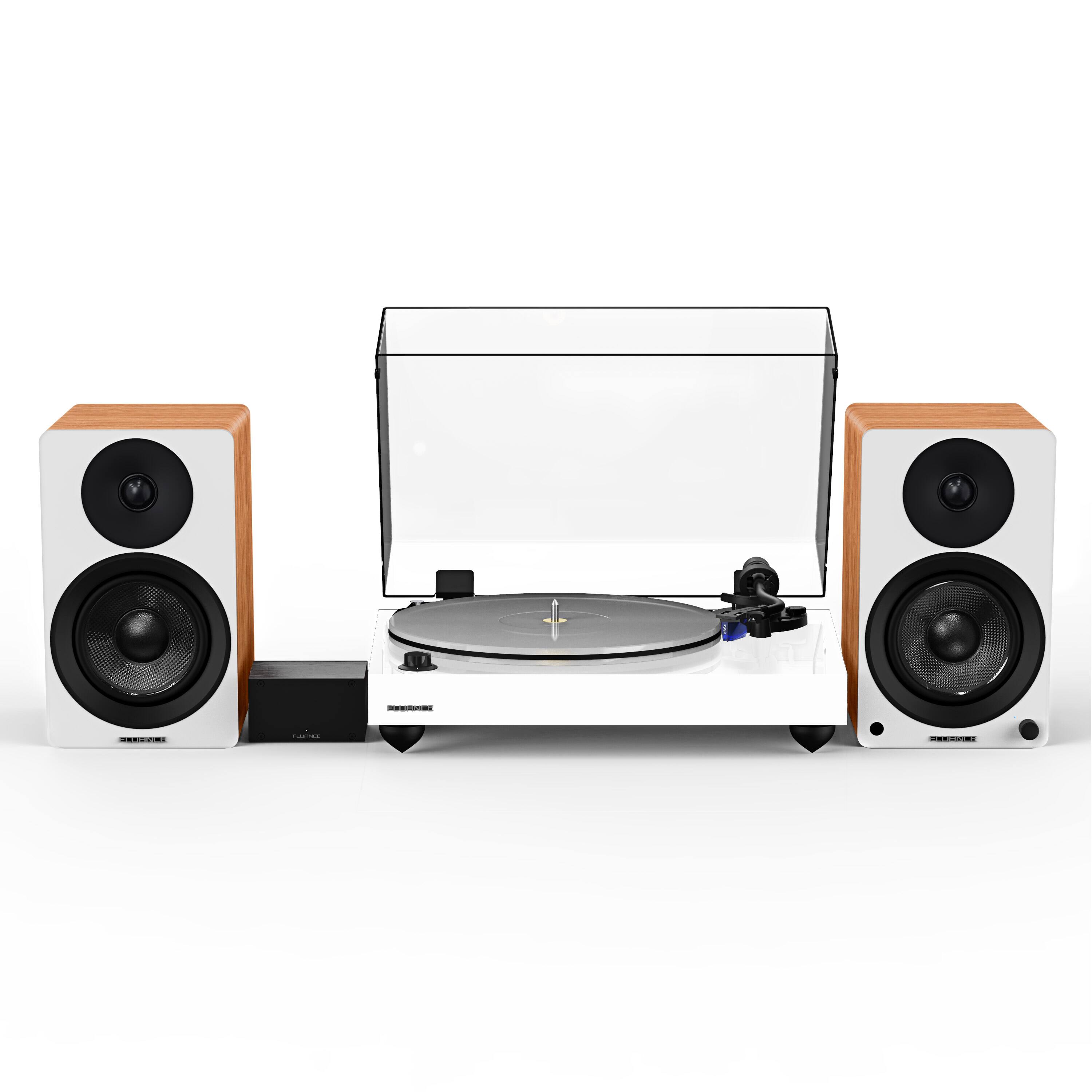 Fluance - RT85 Reference High Fidelity Vinyl Turntable, PA10 Phono Preamp and Ai41 Powered 5" Stereo Bookshelf Speakers - Piano White