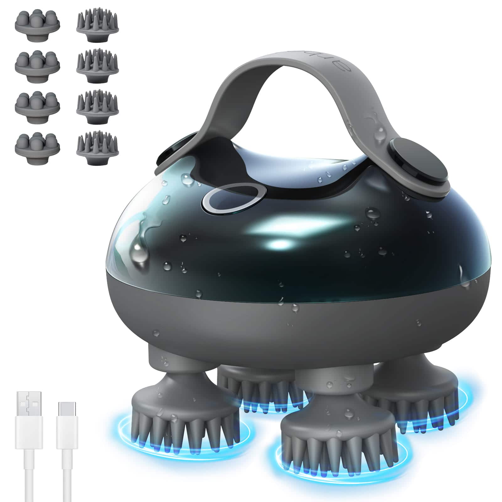 Front. Arboleaf - Arboleaf Electric Scalp Massager, Waterproof Head Massager for Stress Relax, Hair Massage with 8 Removable Claws, Gift - Teal black.