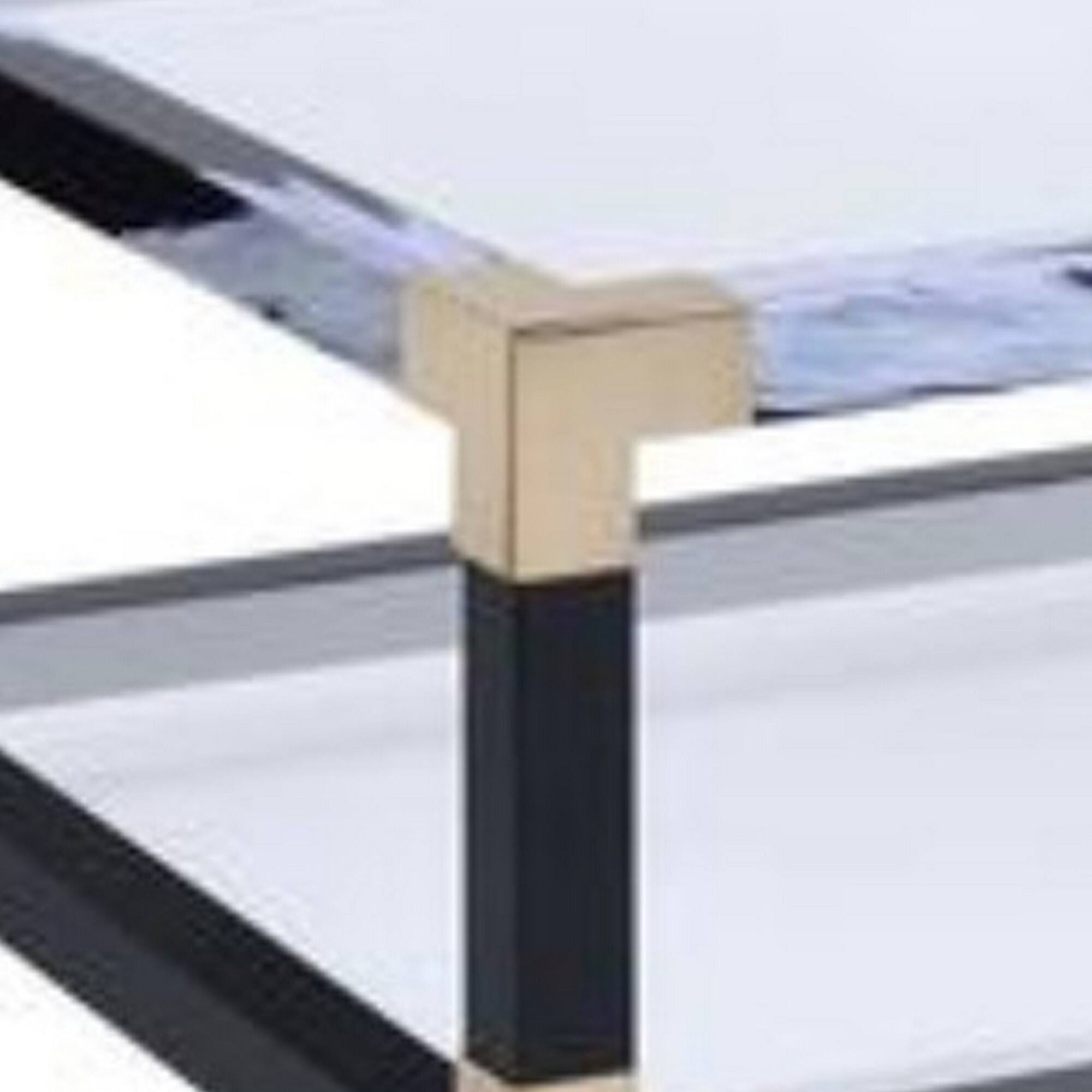 Alt View 1. Manhattan Lane - Rectangular Metal Coffee Table with Glass Top and Shelf - Black.