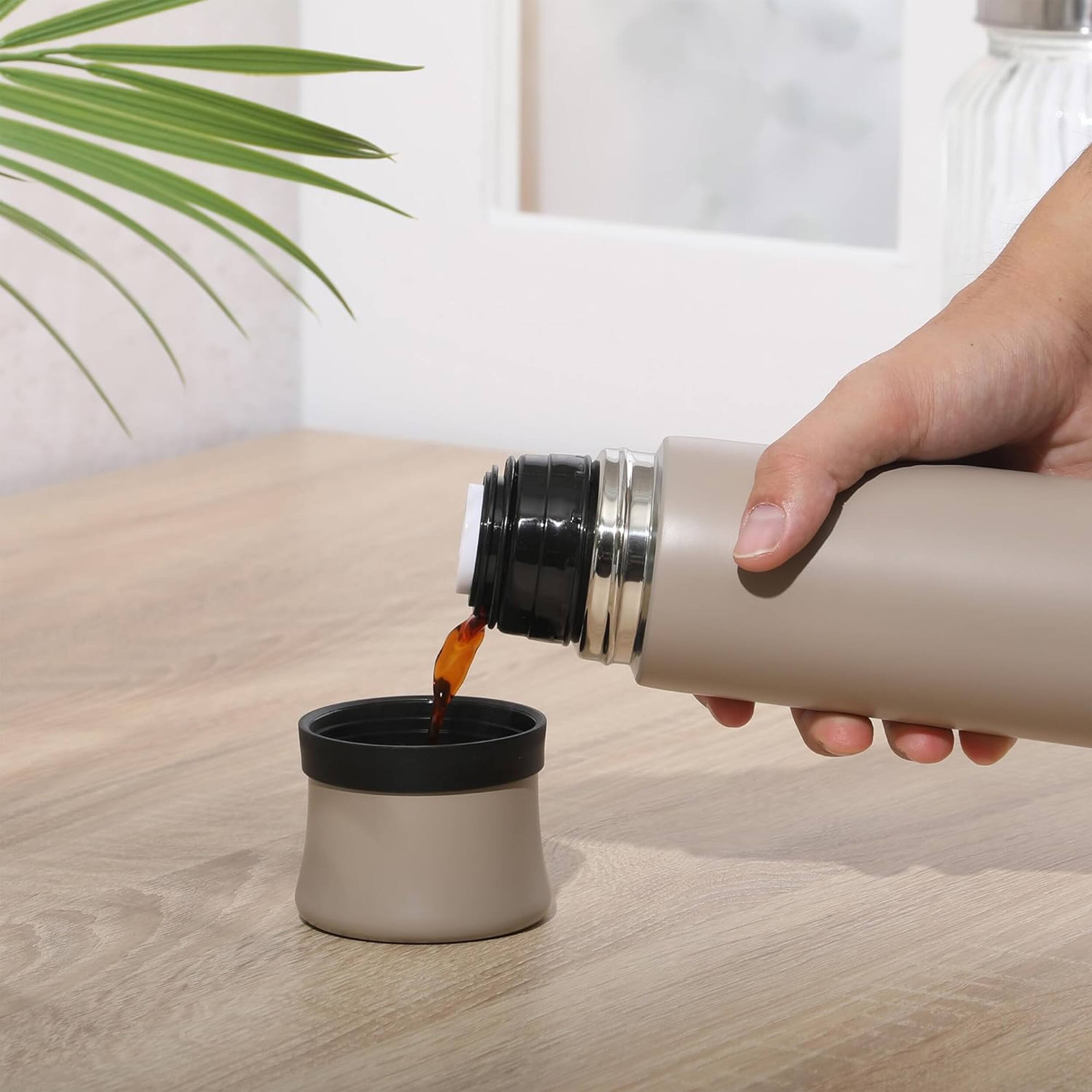 Alt View 1. Mr. Coffee - Mr. Coffee Silverleaf 23 oz Stainless Steel Double Wall Vacuum Insulated Travel Mug in Taupe - Taupe.