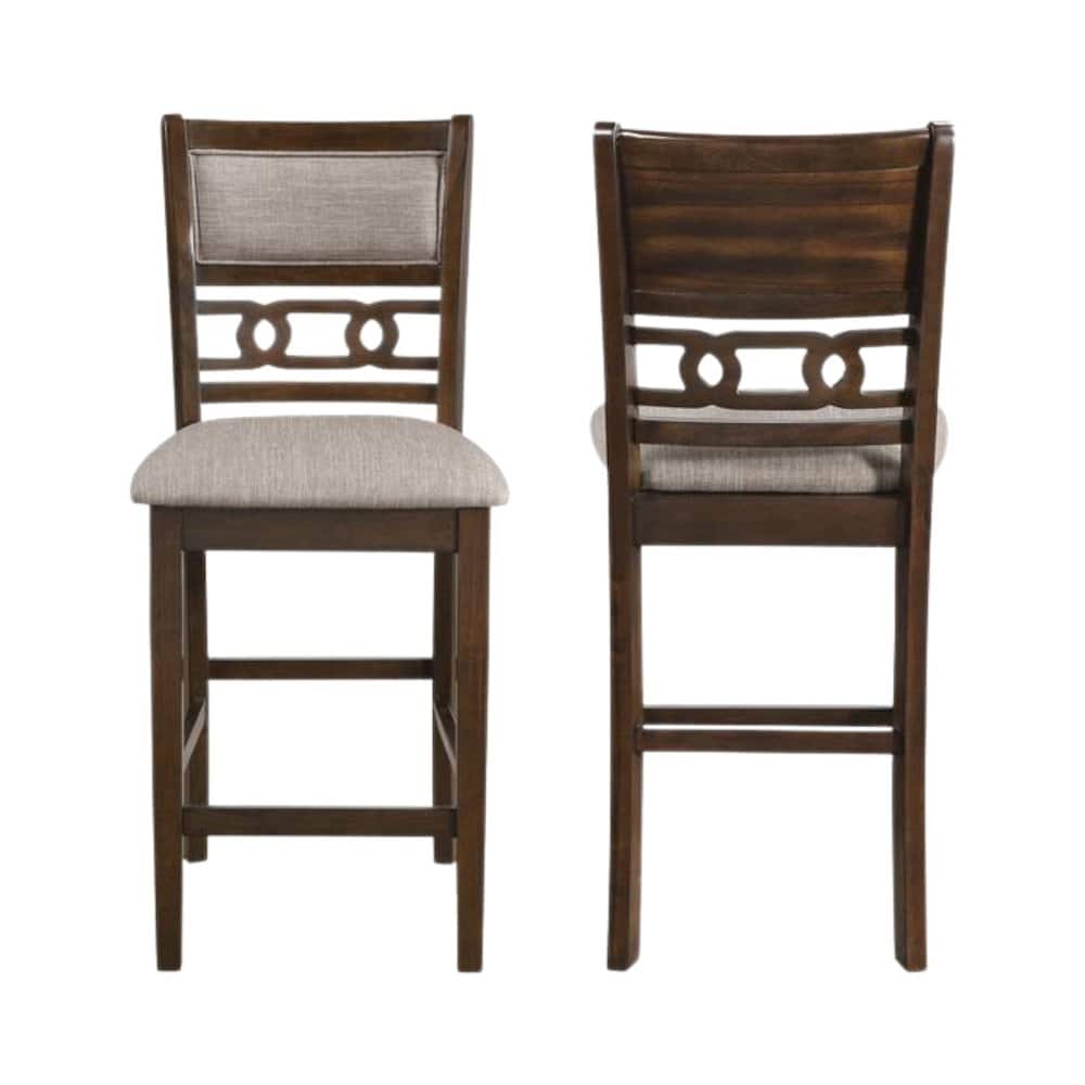 FurniFact - Solid Wood Counter Chairs Set of 2 Brown - Cherry