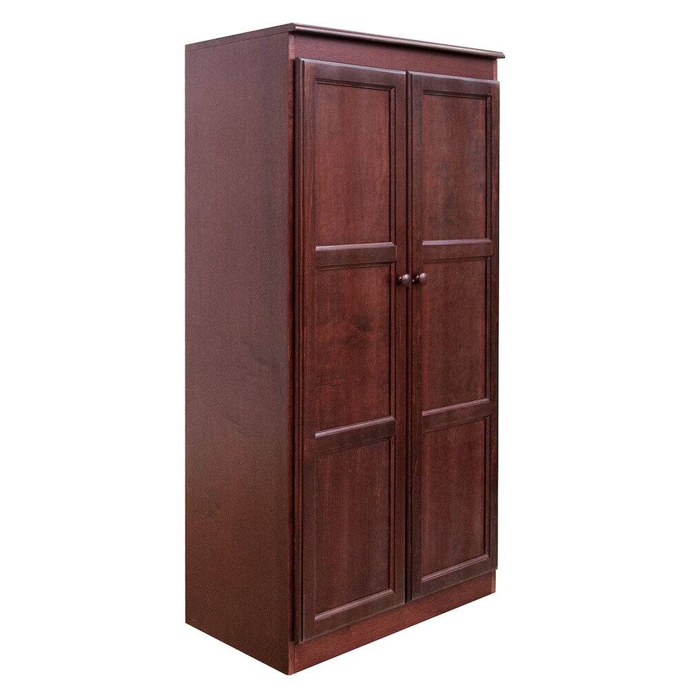 Angle. Concepts in Wood - Multi use Storage Cabinet 4 Shelves Cherry Finish - Red.