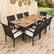 Alt View 4. Costway - 9 PCS Patio Dining Set Outdoor Acacia Wood Dining Table with 1.9" Umbrella Hole - Natural & Black,Mix Brown,Off White.