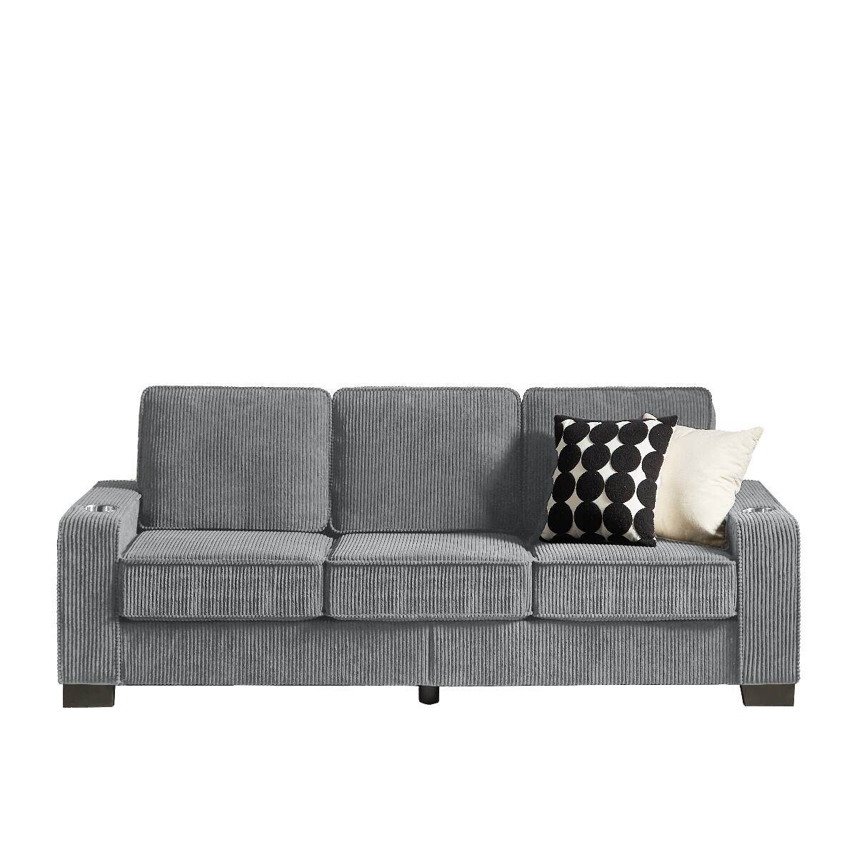 Alt View 10. Ropilly - Ropilly 3 Seater Corduroy Sofa Gray Living Room Couch with Armrest Cup Holders for Bedroom Office - Gray.