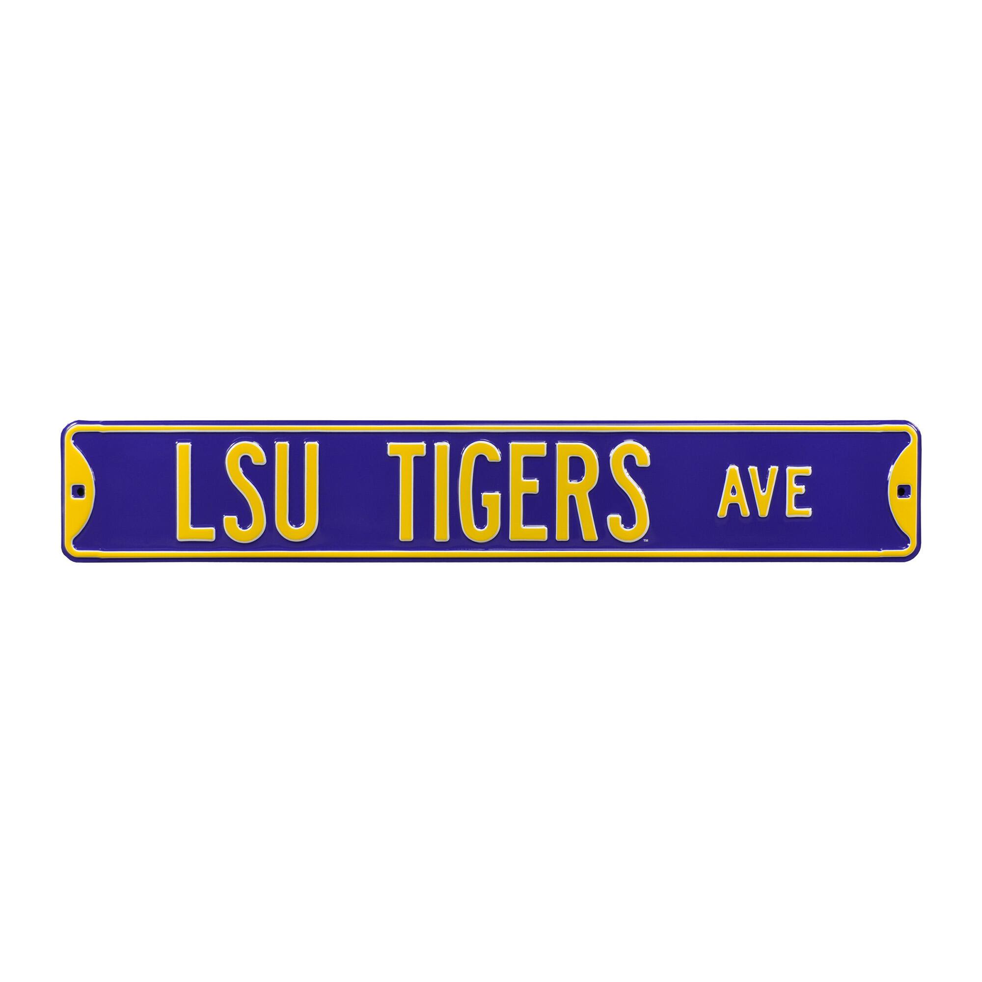 Purple LSU Tigers 6" x 36" College Ave Team Street Sign