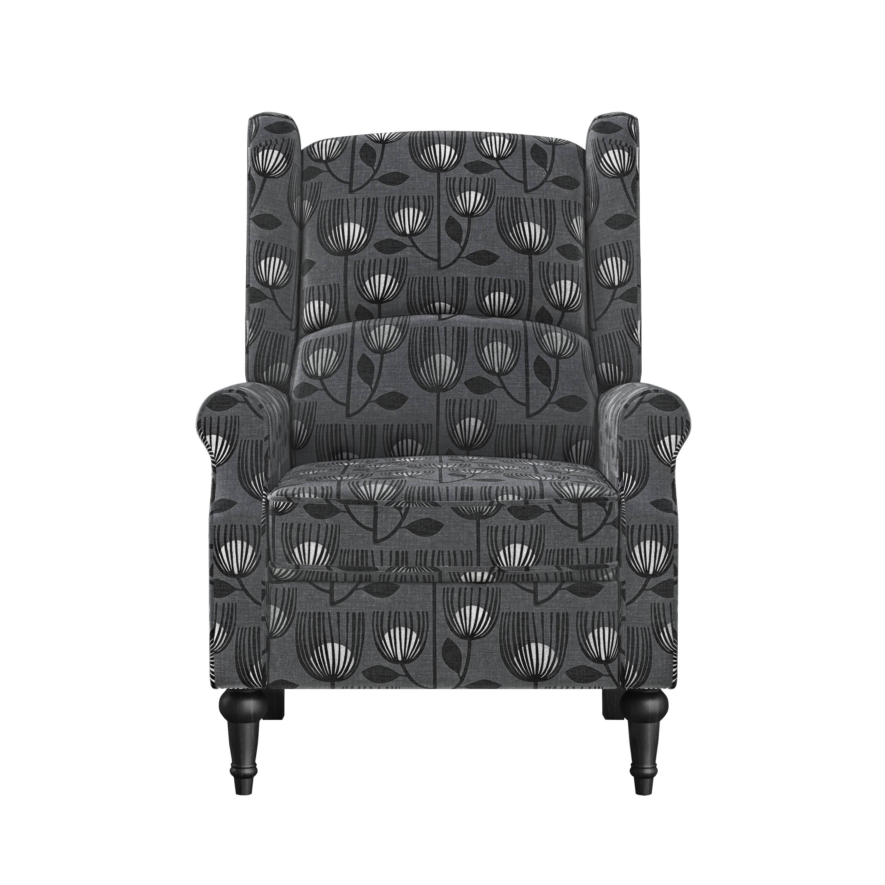 Front. ProLounger - Schryer Wingback Pushback Recliner - Charcoal  Gray.