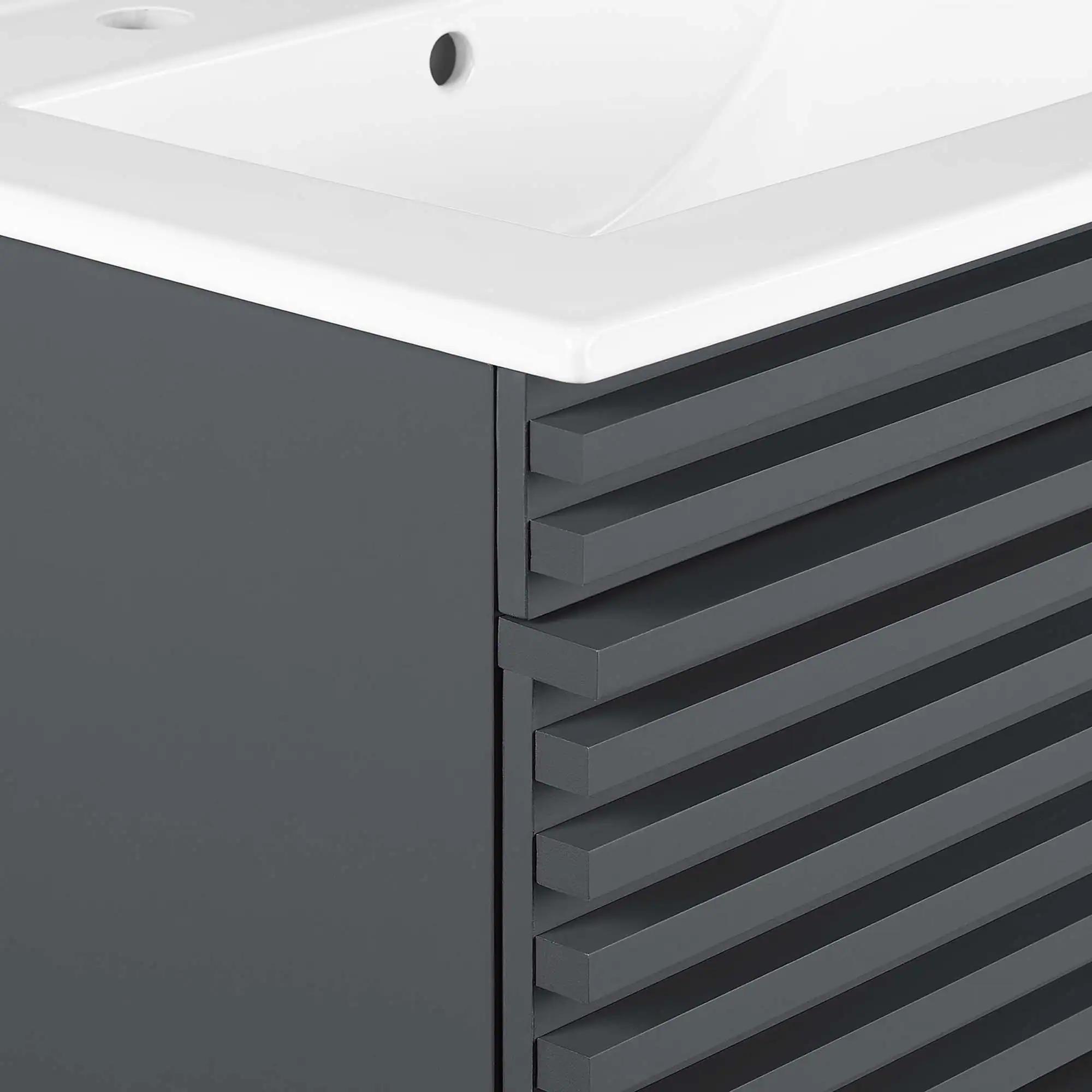 Alt View 5. Modway - Render Wall-Mount Bathroom Vanity with White Basin Included - Gray White.