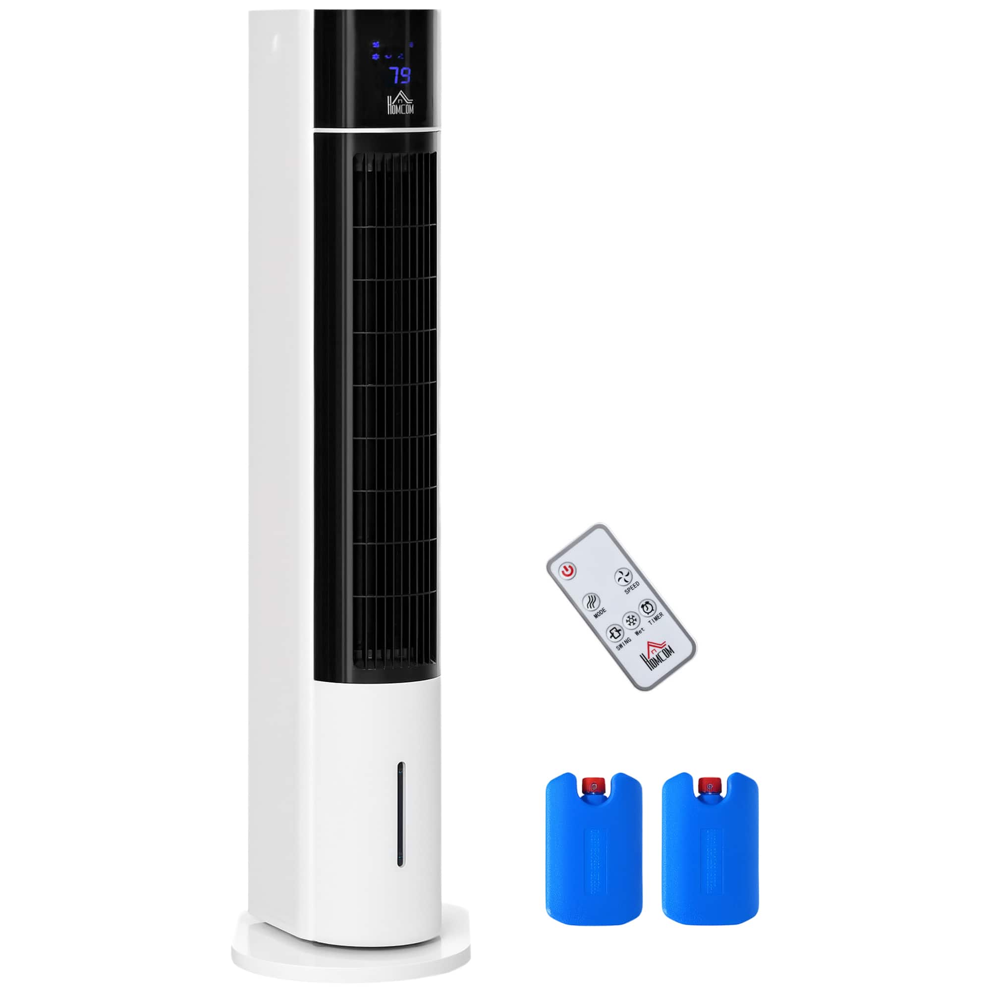 Homcom - 3-In-1 Air Cooler, 52° Oscillating Portable Swamp Cooler with Humidifier, 3 Modes, 3 Speeds - White
