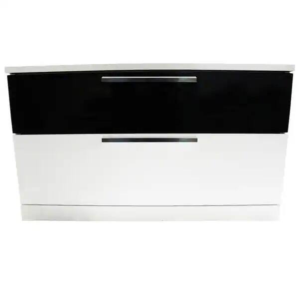 Left. Tiramisubest - White and Black Lacquer 2-Drawer Bedside Table - White|Black.