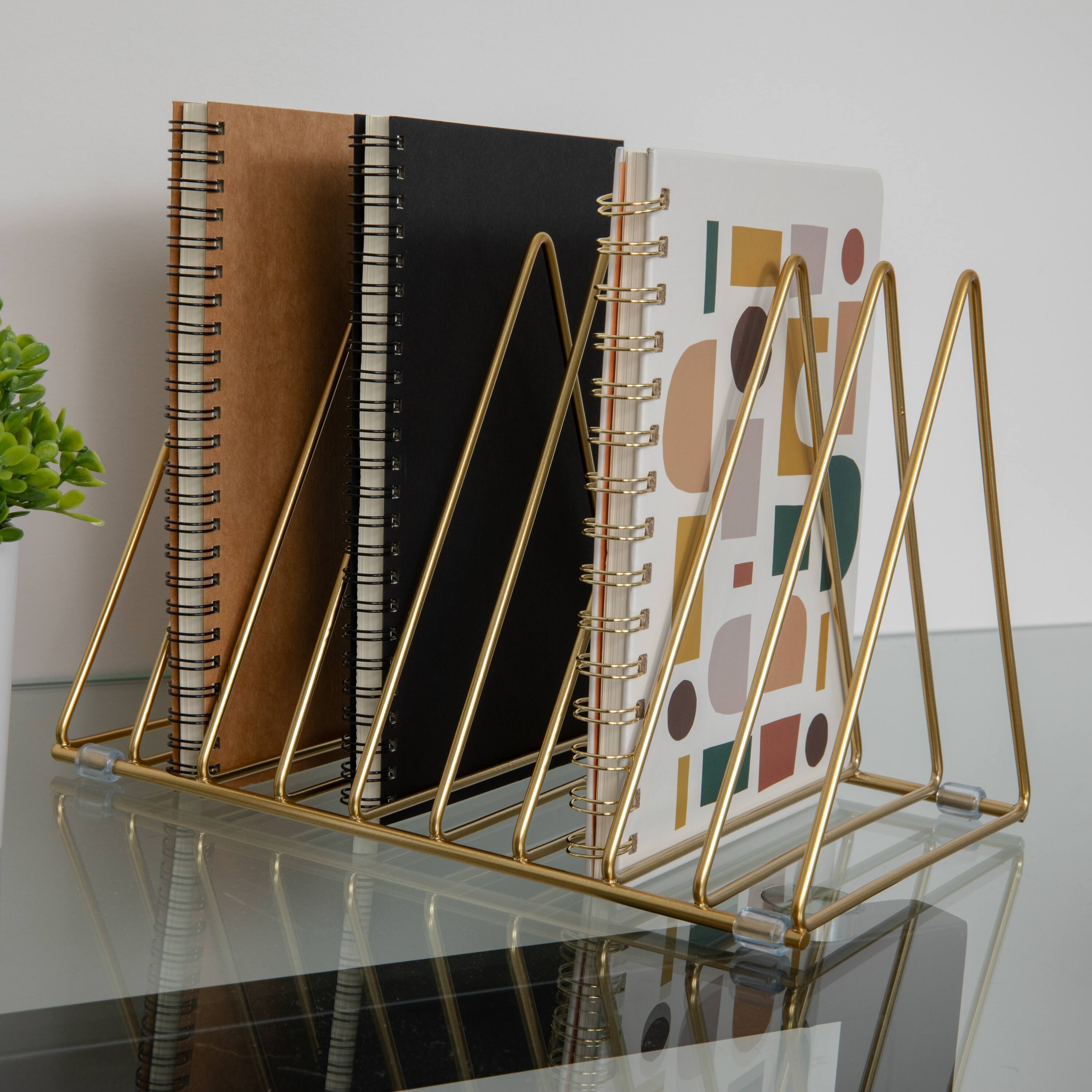 Alt View 11. Martha Stewart - Ryder Premium Metal 9 Slot Triangle Desktop Organizer - Gold.