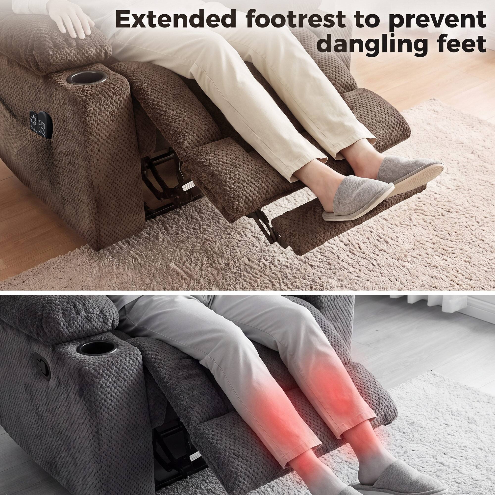 Extended footrest to prevent dangling feet