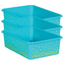 Teacher Created Resources - Teal Confetti Large Plastic Storage Bin, Pack of 3