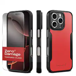 SaharaCase - Classic Series Case & Tempered Glass Kit - iPhone 16 Pro Max - Viper Red