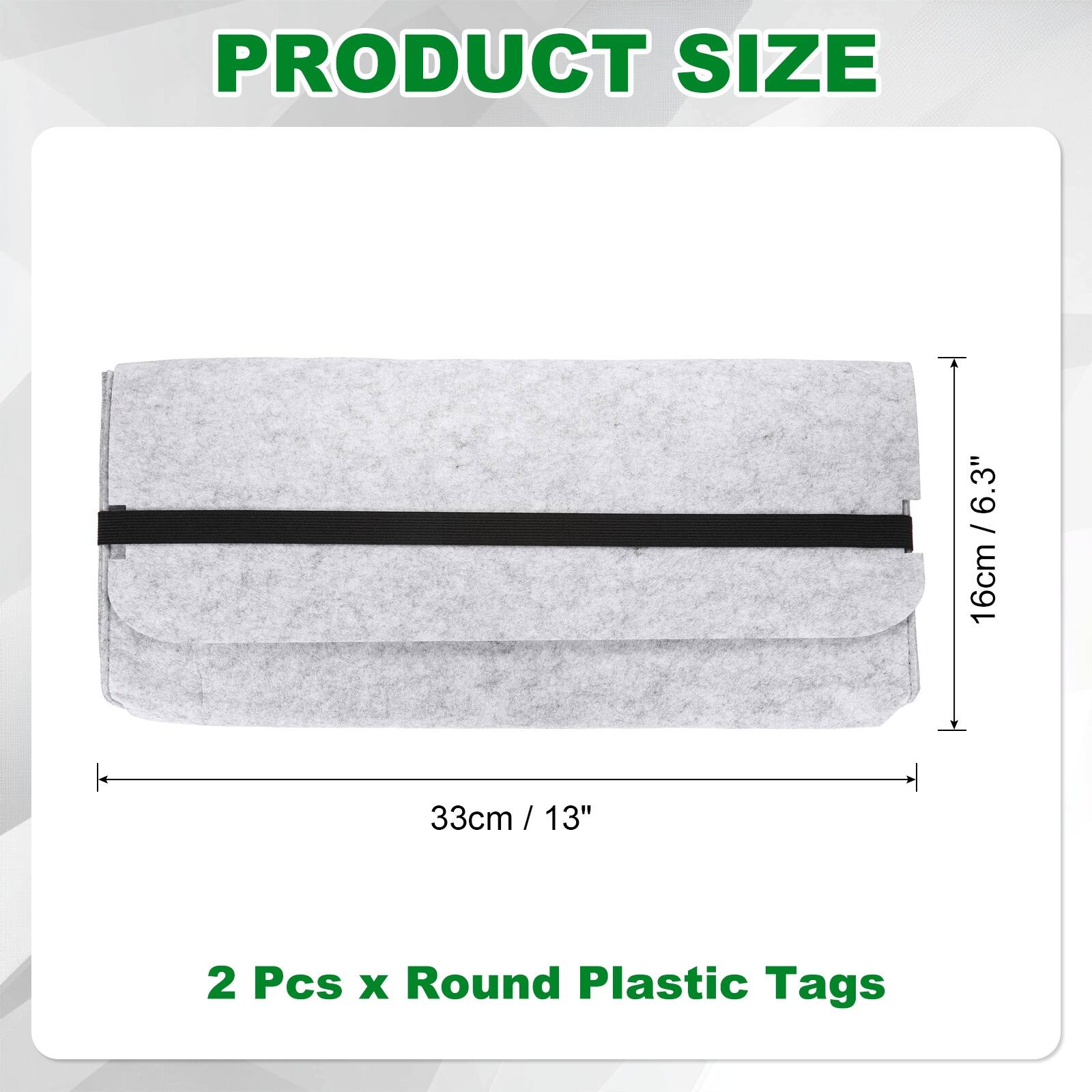 PRODUCT SIZE

6.3" / 16cm  
33cm / 13"  

2 Pcs x Round Plastic Tags
