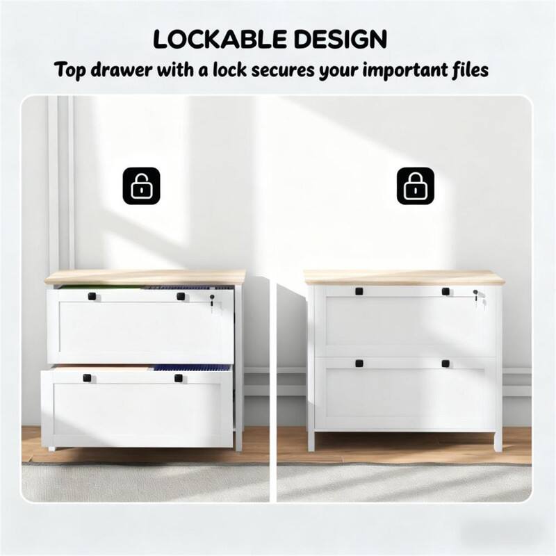 LOCKABLE DESIGN  
Top drawer with a lock secures your important files