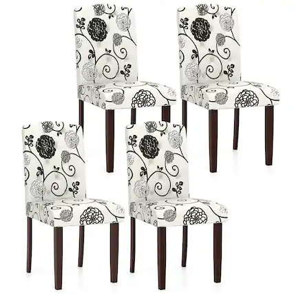 Front. Costway - Costway Wooden Dining Chair Set of 4 with Rubber Wood Legs Padded Seat S Springs, Kitchen - Beige.