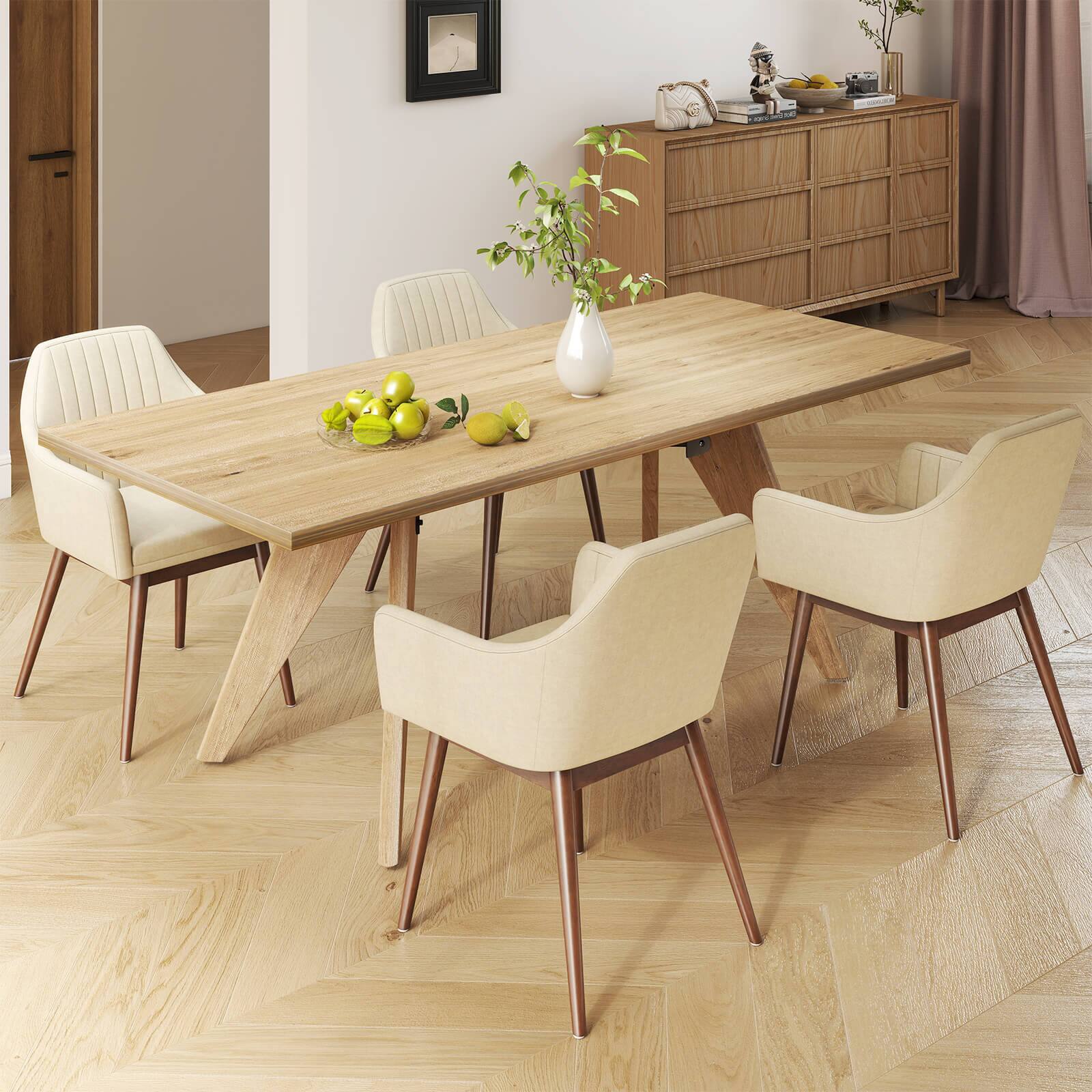 Alt View 3. Costway - Costway Dining Chairs Set of 2 Upholstered Accent Chairs with Comfy Padded Backrest - Beige.