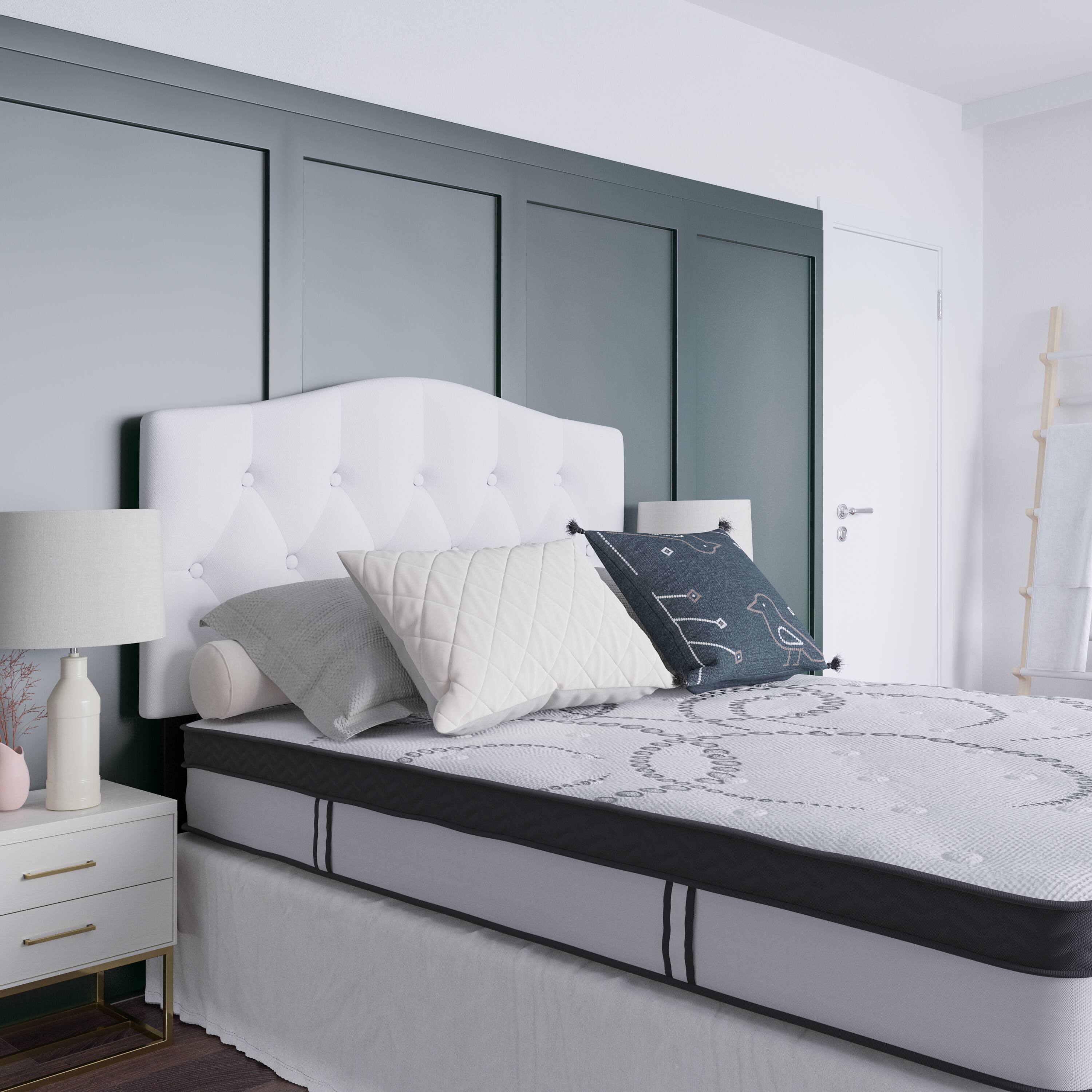 Alt View 4. Emma + Oliver - 10 Inch CertiPUR-US Certified Hybrid Pocket Spring Mattress, Mattress in a Box - Premium Mattress - White.