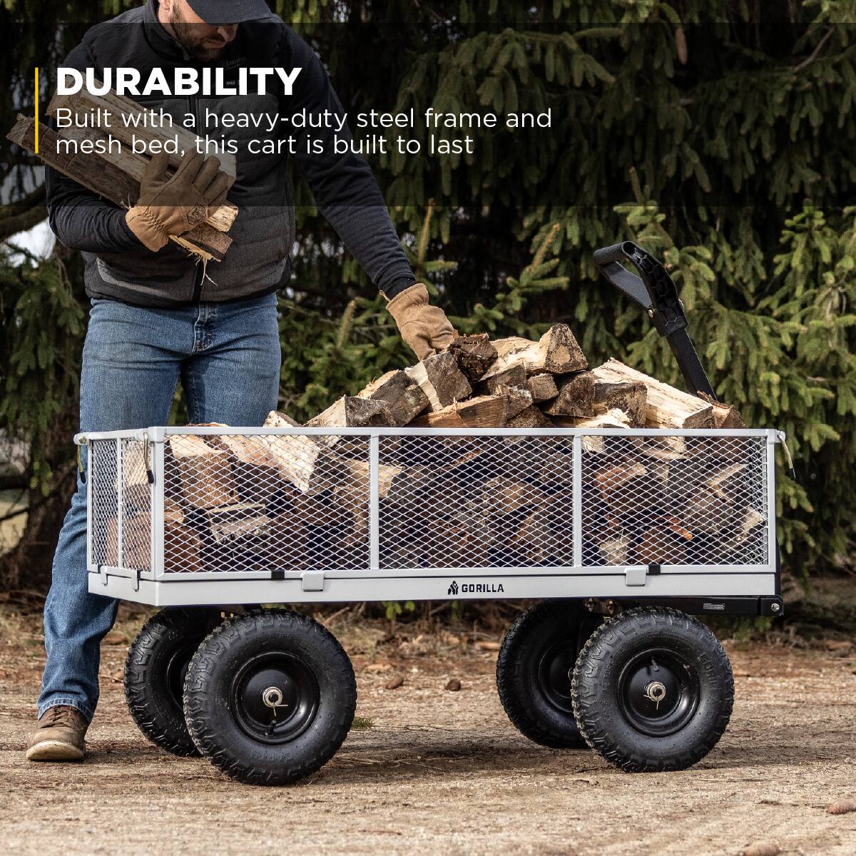 DURABILITY  
Built with a heavy-duty steel frame and mesh bed, this cart is built to last.