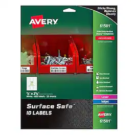Avery - Surface Safe Laser/Inkjet ID Labels, 7/8" x 2-5/8", Water Resistant, 825 Labels/Pack - White