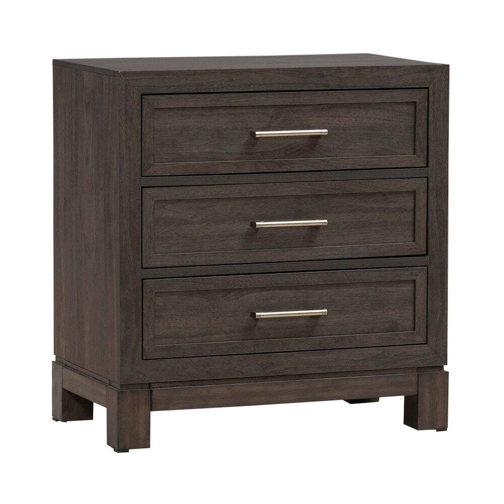 Liberty Furniture Industries - Modern Edge Bedroom Nightstand w/ Charging Station USB-A USB-C - Caffe - Caffe Brown
