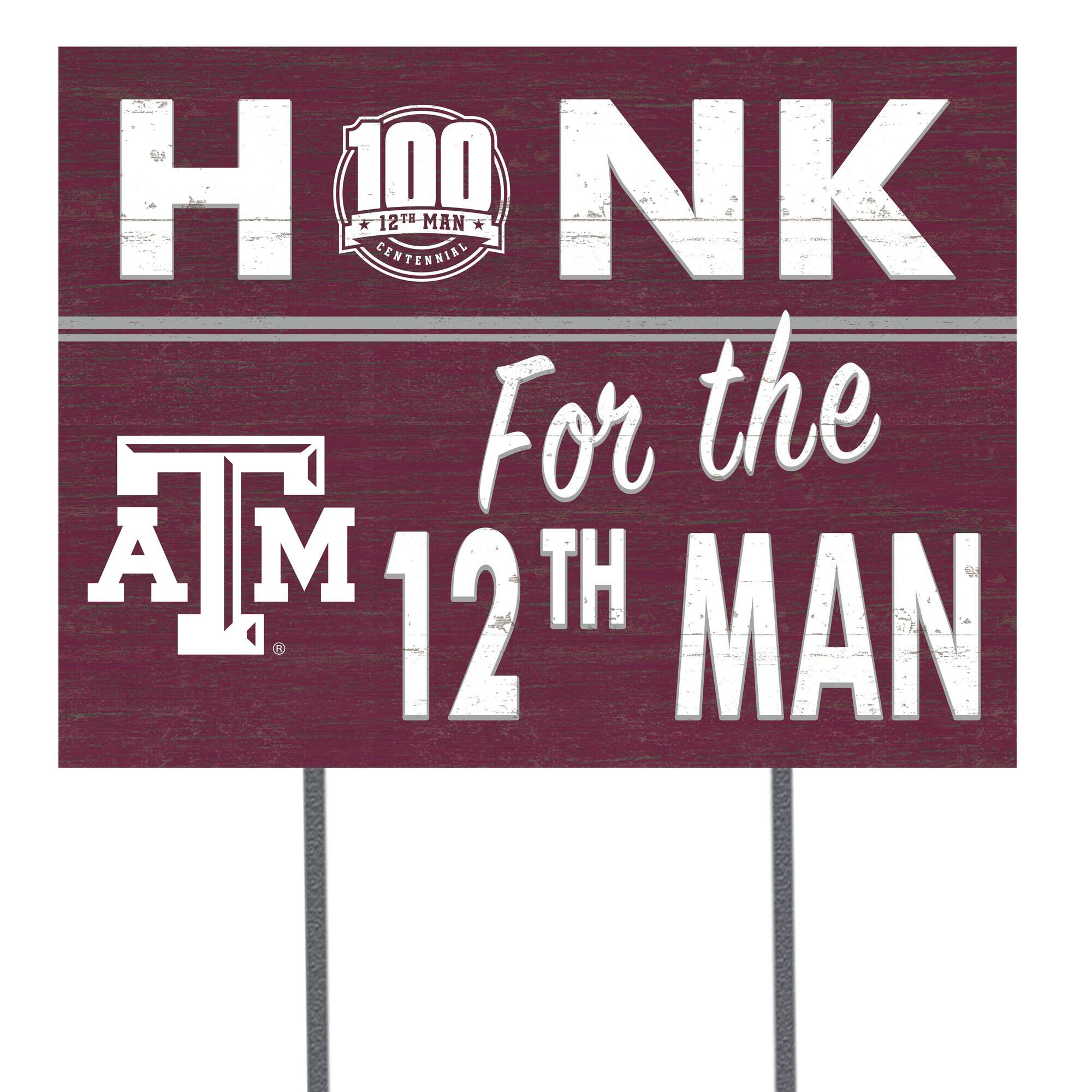 Texas A&M Aggies 12th Man Centennial 18'' x 24'' Yard Sign