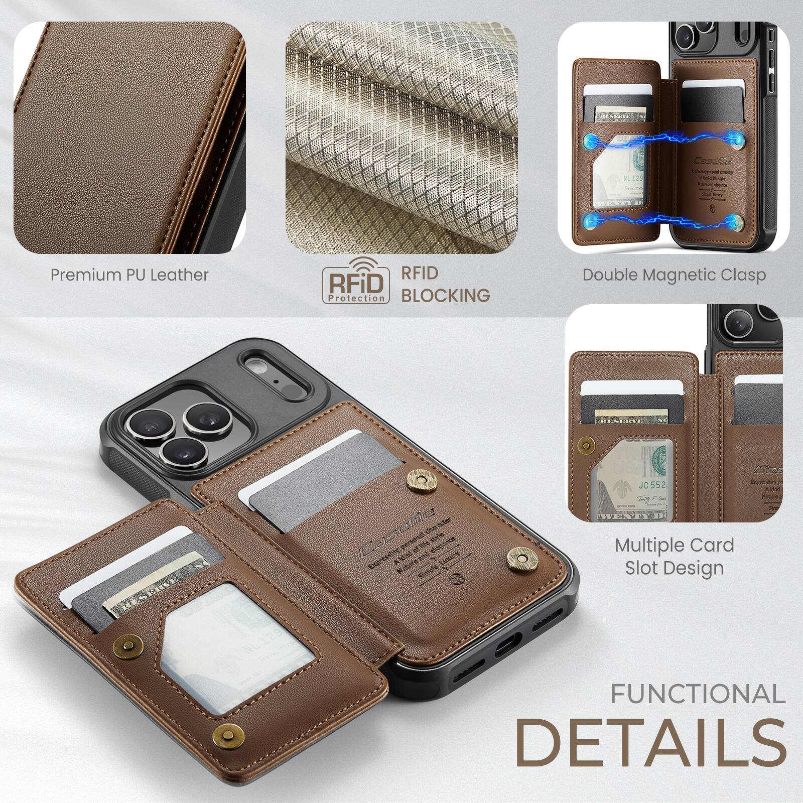 ENNET E Casalita Sm - THAA - dgars e Premium PU Leather RFID RFiD Protection BLOCKING Double Magnetic Clasp MENERUE Casole neridtar e eleganct nothin_to_trandbe AUtnT Sthtoe CaL 552 Eporg - DL A - Pature Multiple Card Slot Design FUNCTIONAL DETAILS