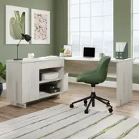 Sauder - Porto Palma Desk With Credenza A2 - SGS Laminate Haze Acacia - Front_Zoom