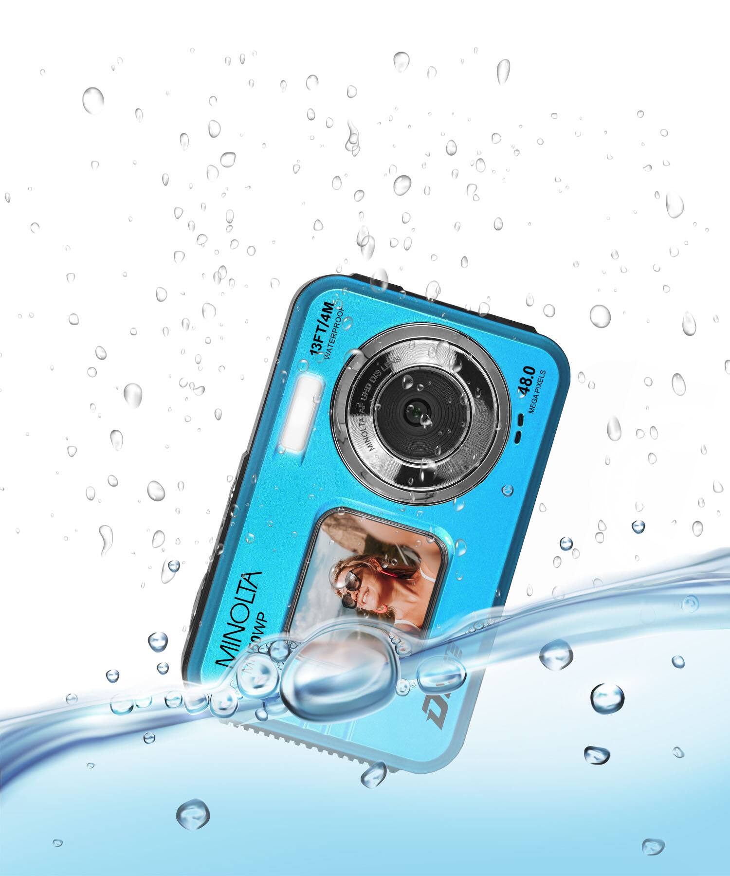 13FT/4M WATERPROOF LENS  
48 MP UHD AF  
MINOLTA  
48.0 PIXELS  
MINOLTA OWP