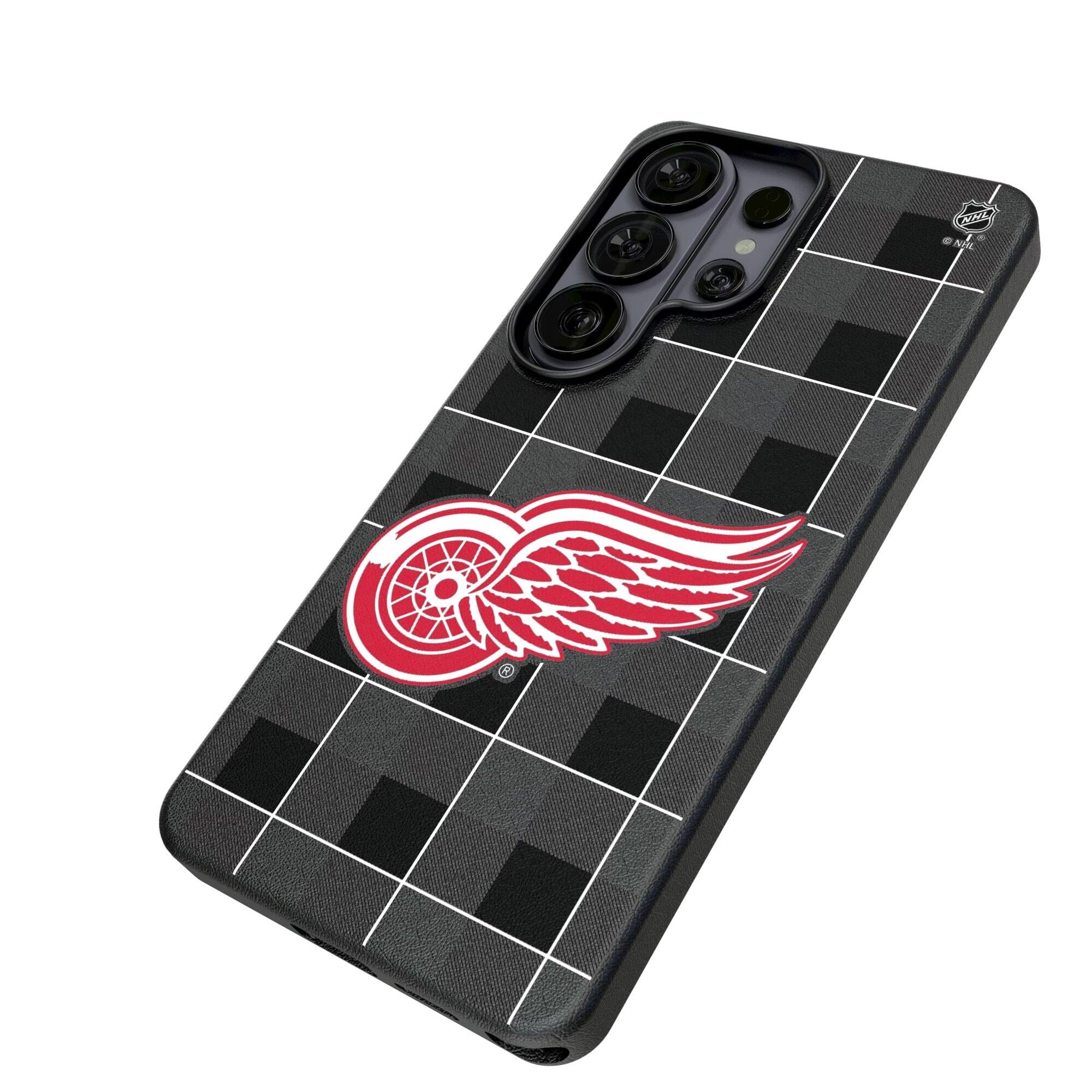 Alt View 1. Keyscaper - Detroit Red Wings Plaid Galaxy Magnetic Bump Case - S24 - Black.