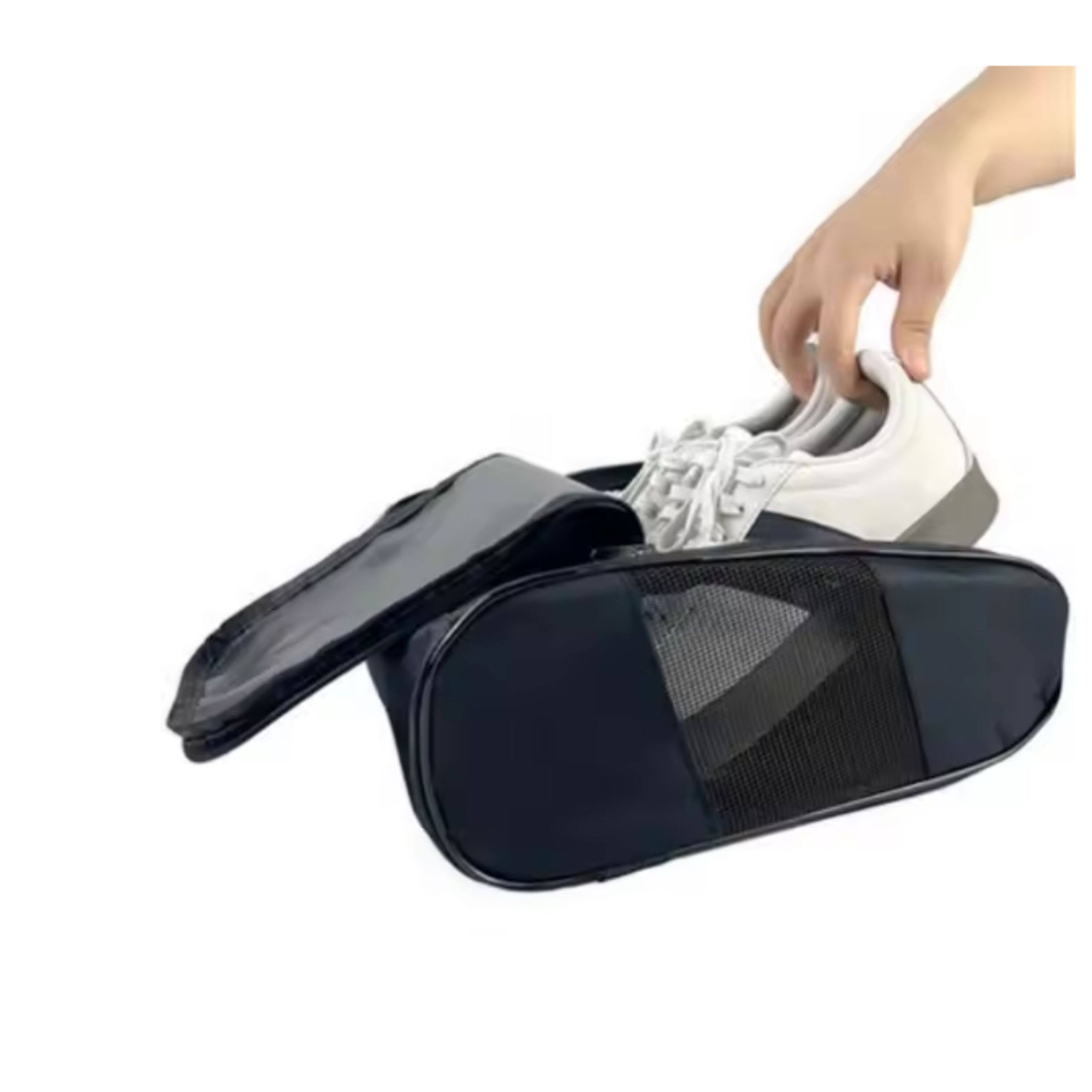 Angle. Kitcheniva - Portable Shoe Organizer Bag – Travel & Sports - Black.