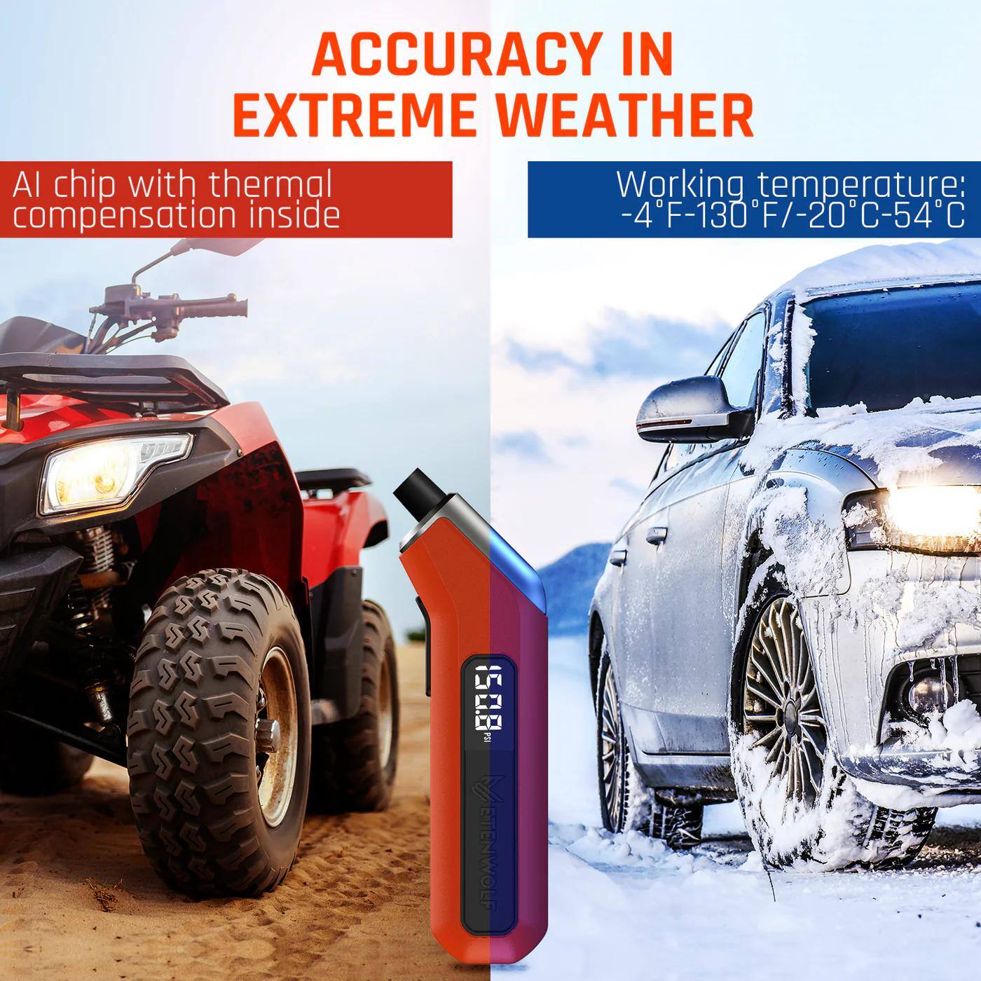 ACCURACY IN EXTREME WEATHER

AI chip with thermal compensation inside

Working temperature: -4°F to 130°F / -20°C to 54°C