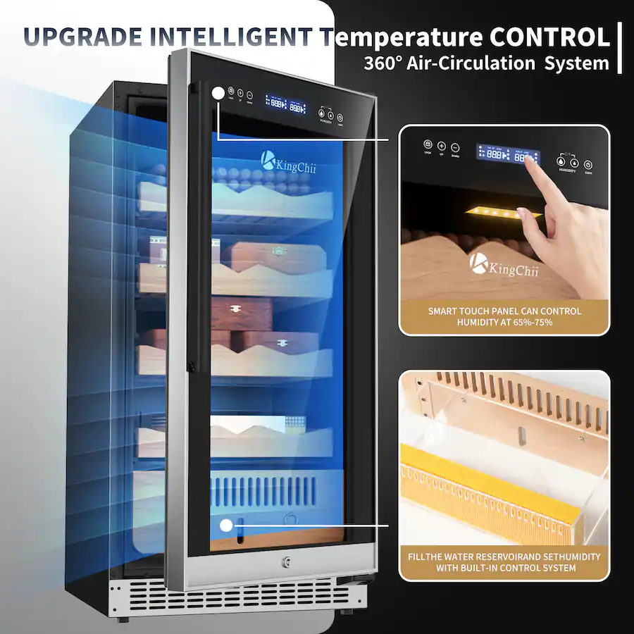 KingChii 265L Cigar Humidor with Temperature and Humidity Control ...