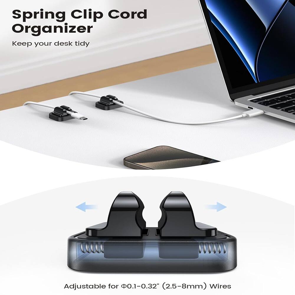 Spring Clip Cord Organizer  
Keep your desk tidy  

Adjustable for Ø0.1–0.32" (2.5–8mm) Wires