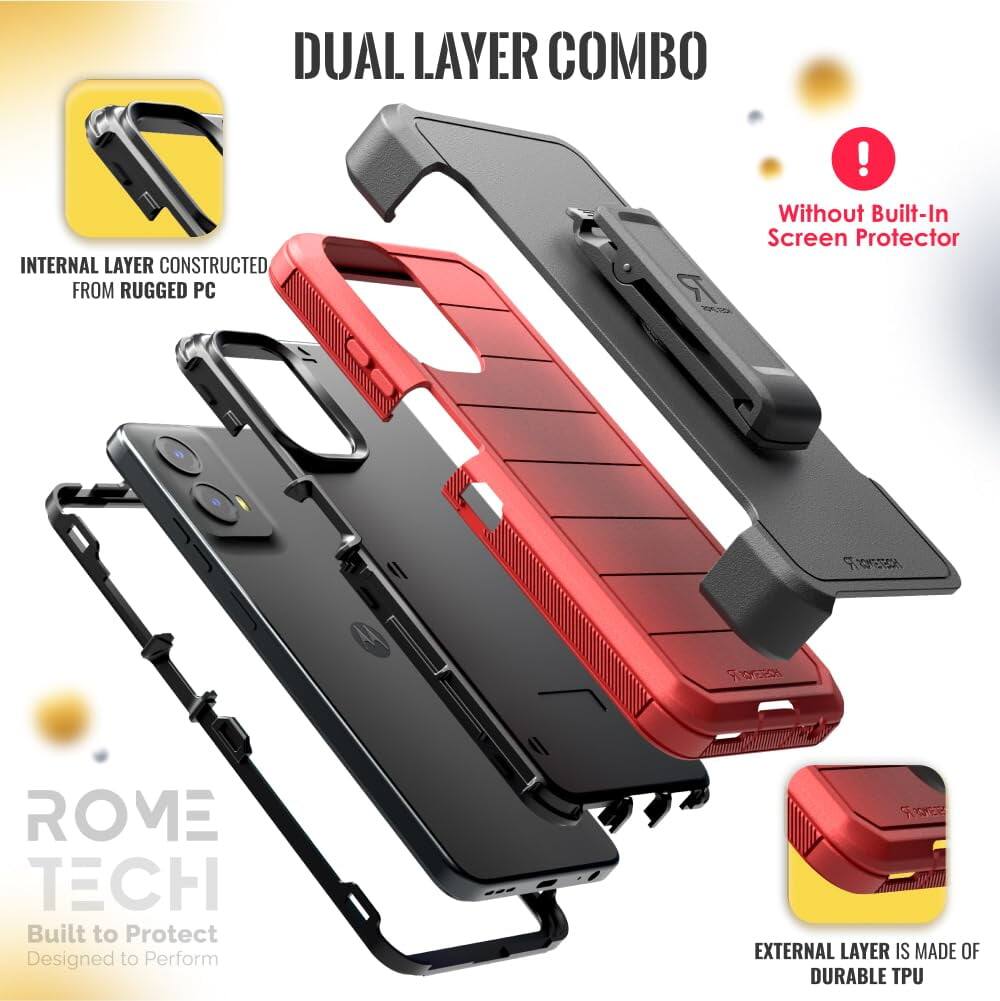 DUAL LAYER COMBO

INTERNAL LAYER CONSTRUCTED FROM RUGGED PC

EXTERNAL LAYER IS MADE OF DURABLE TPU

Without Built-In Screen Protector

ROME TECH
Built to Protect
Designed to Perform