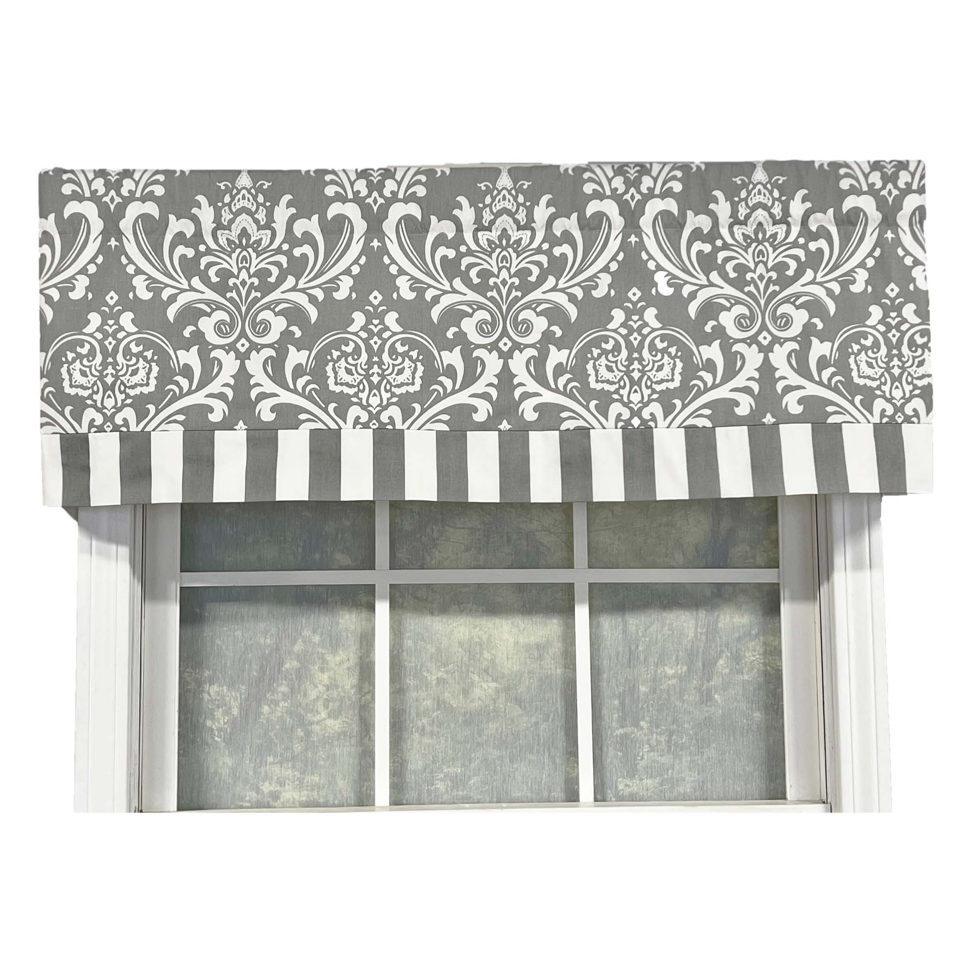 Angle. RLF Home - RLF Home 70% Polyester 30% Cotton Ozbourne Style Banded 3" Rod Pocket Valance 50" x 16" Gray - Gray.