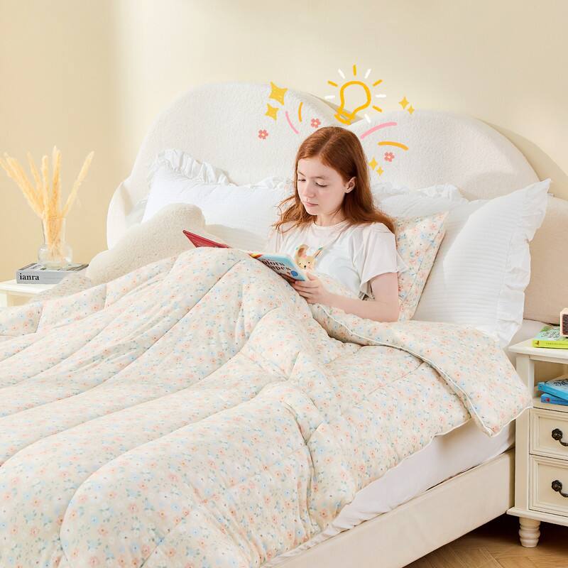 Angle. Bestier - Twin Kids Comforter Set – 2 Pcs All-Season Bedding with Skin-Friendly Lightweight Quilt & Pillowcase - Yelow.
