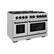 Angle. ZLINE - ZLINE Autograph 48" Select Double Oven Dual Fuel Range w/ Matte Black Accents (HDRZ-48-MB) - Stainless Steel.