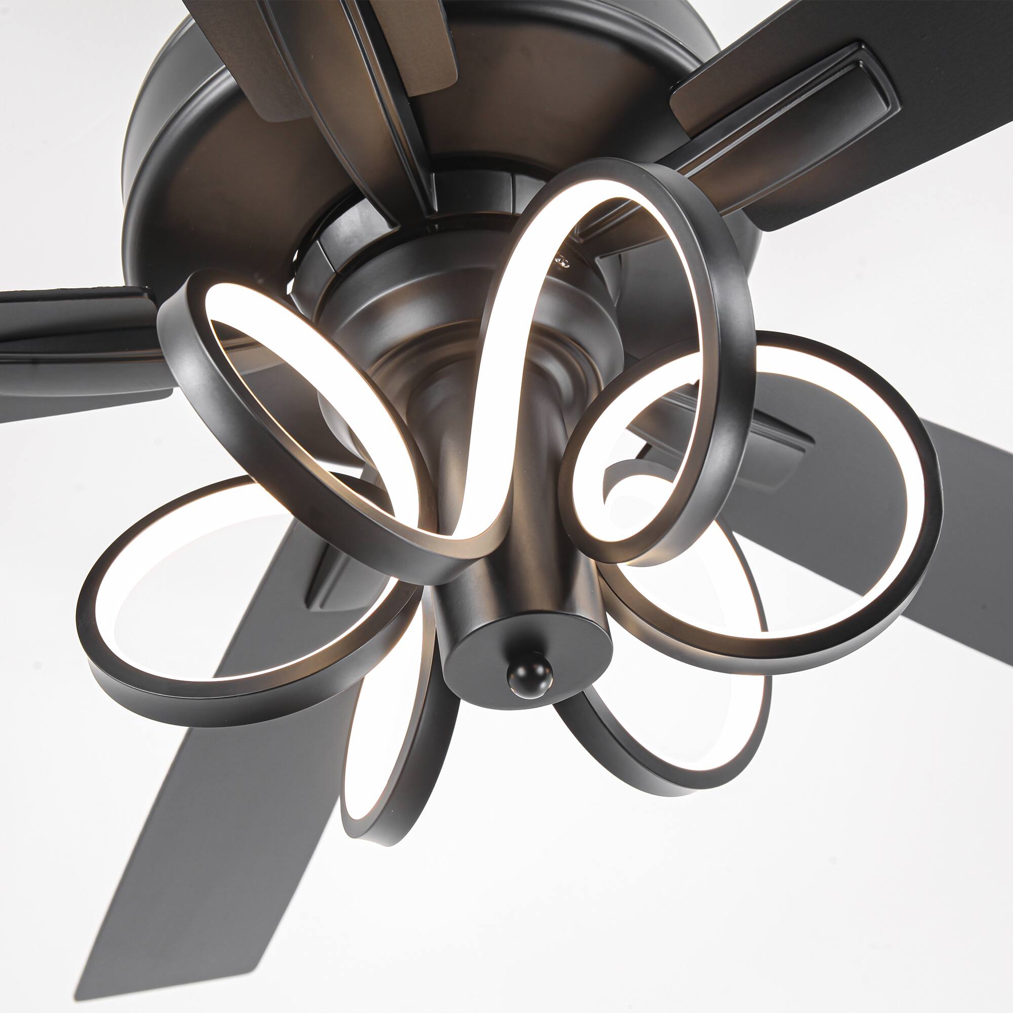 Alt View 10. Parrot Uncle - 52-inch Modern Black Indoor LED Ceiling Fan with Remote Control - Black.