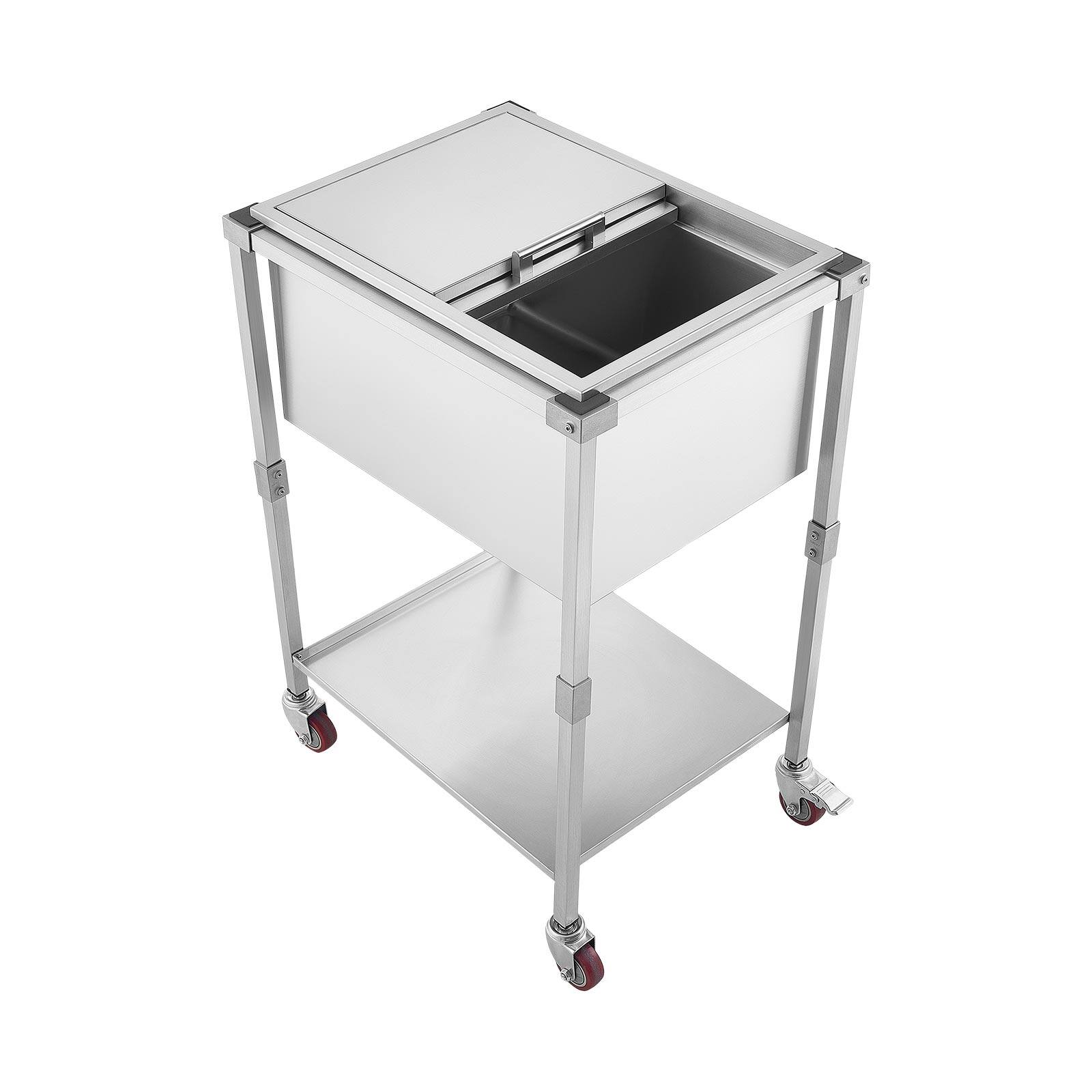 Alt View 5. VEVOR - Rolling Ice Chest Cooler Cart Stainless Steel Cooling Bin 44.8 Quart, Outdoor Stand Up Cooler Trolley with Wheels - Silver.