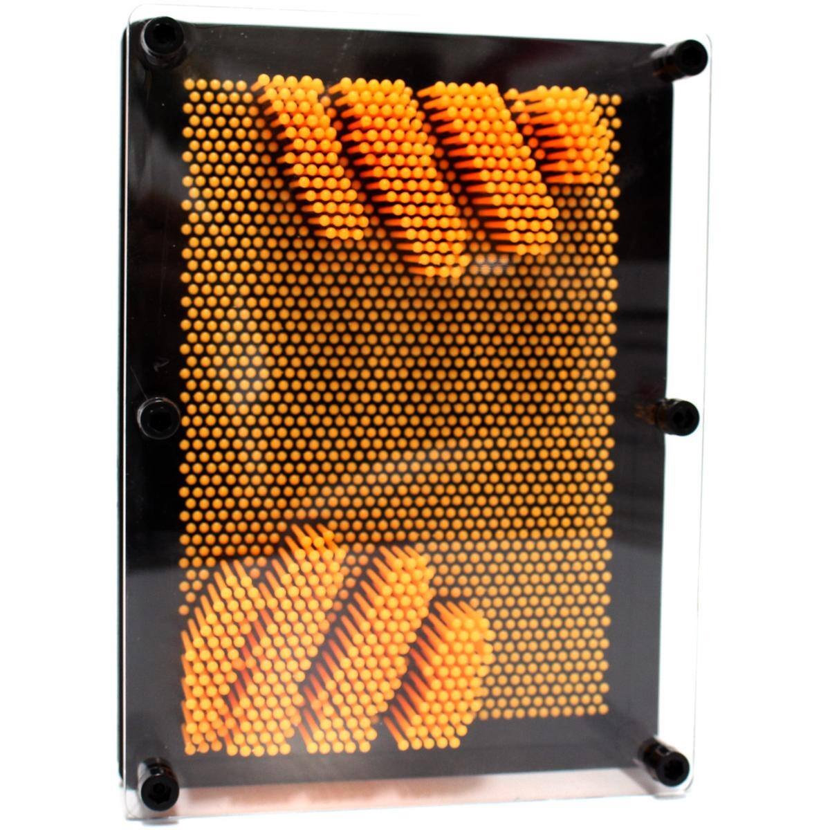 Left. JuzToys - 3D Pin Art Board Game Toy, Classic Pin Impression Desk Toys Sculpture for Children Adults, Orange - Orange.