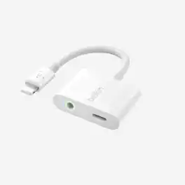 Belkin - RockStar Lightning to 3.5mm Audio Cable + Audio Charger Splitter, 2-in-1 Aux iPhone Headphone and Charger Adapter - White