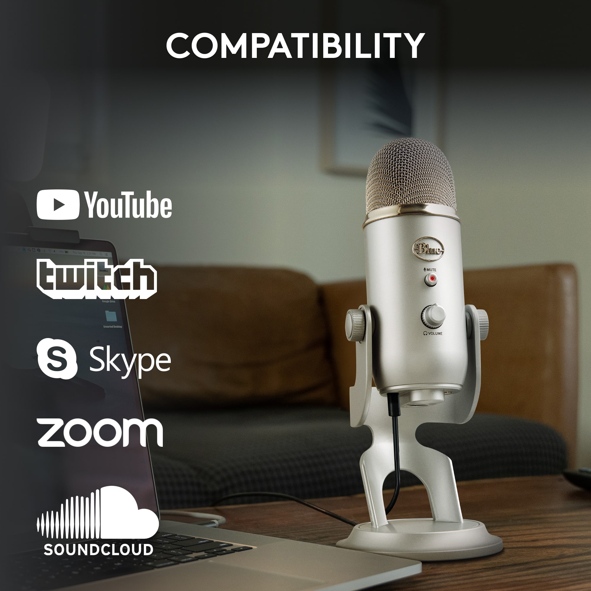 Compatibility YouTube, Twitch, iTunes, FM, Skype, Zoom, SoundCloud.