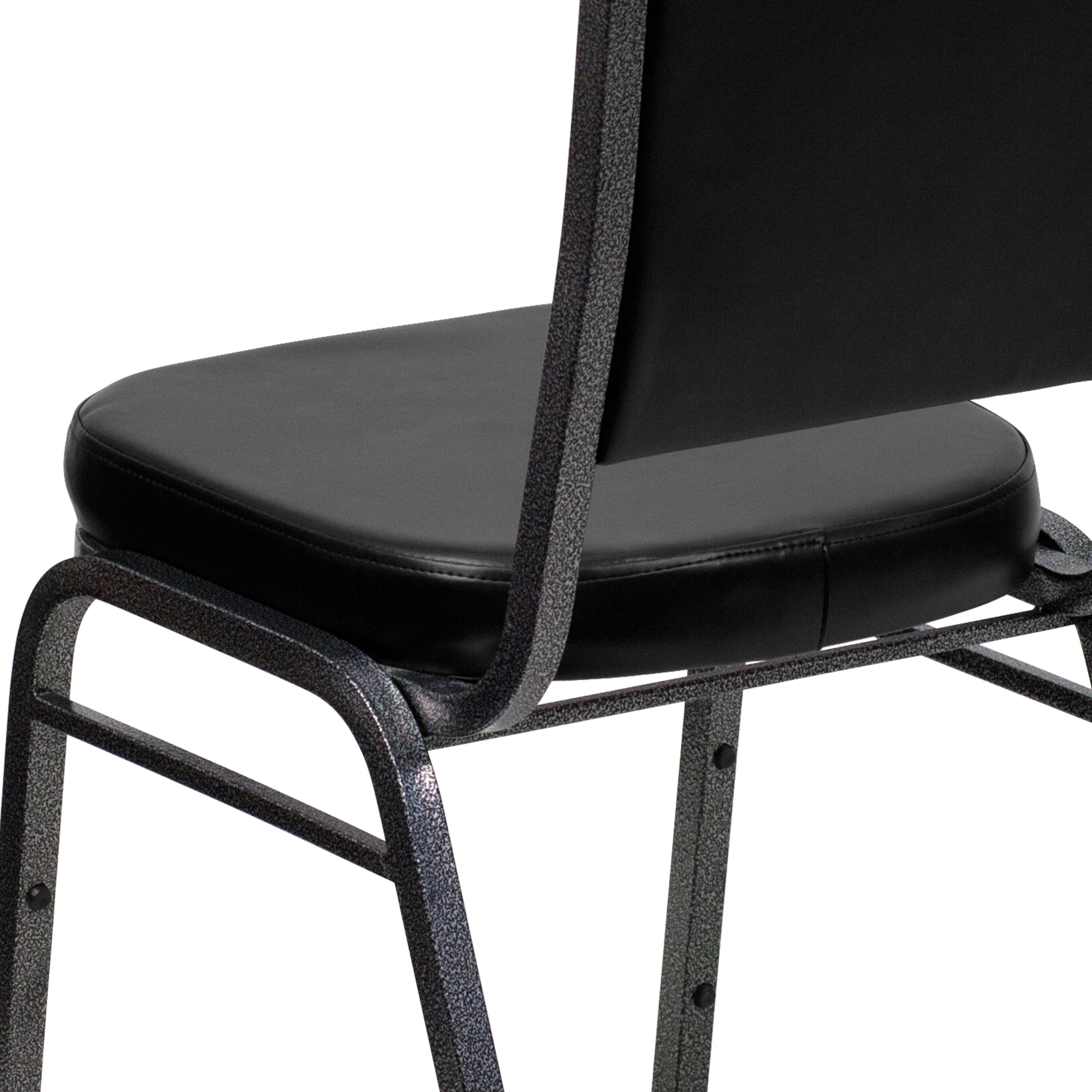 Alt View 10. Emma + Oliver - Crown Back Stacking Banquet Dining Chair - Black Vinyl/Silver Vein Frame.