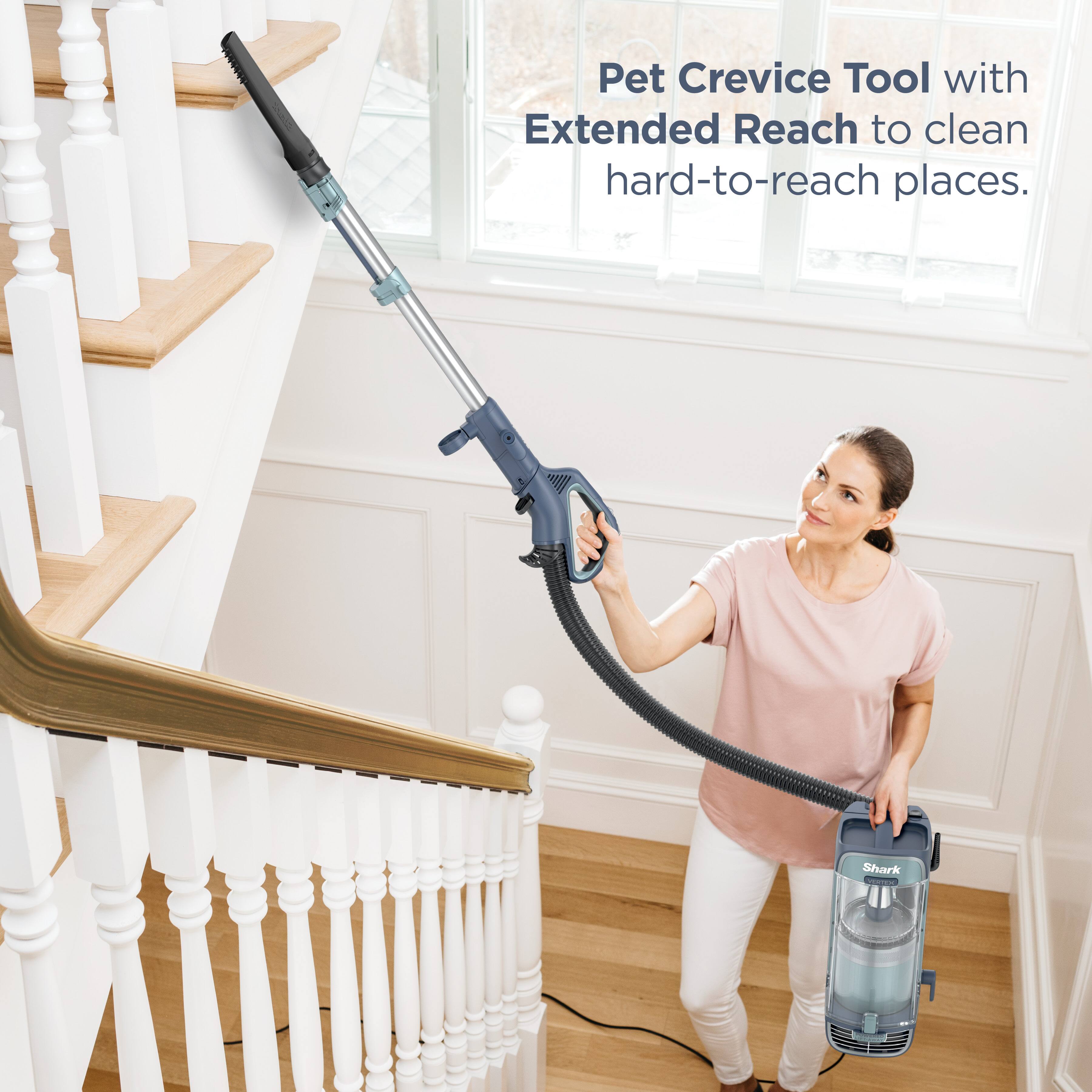 Pet Crevice Tool with Extended Reach to clean hard-to-reach places. Shark