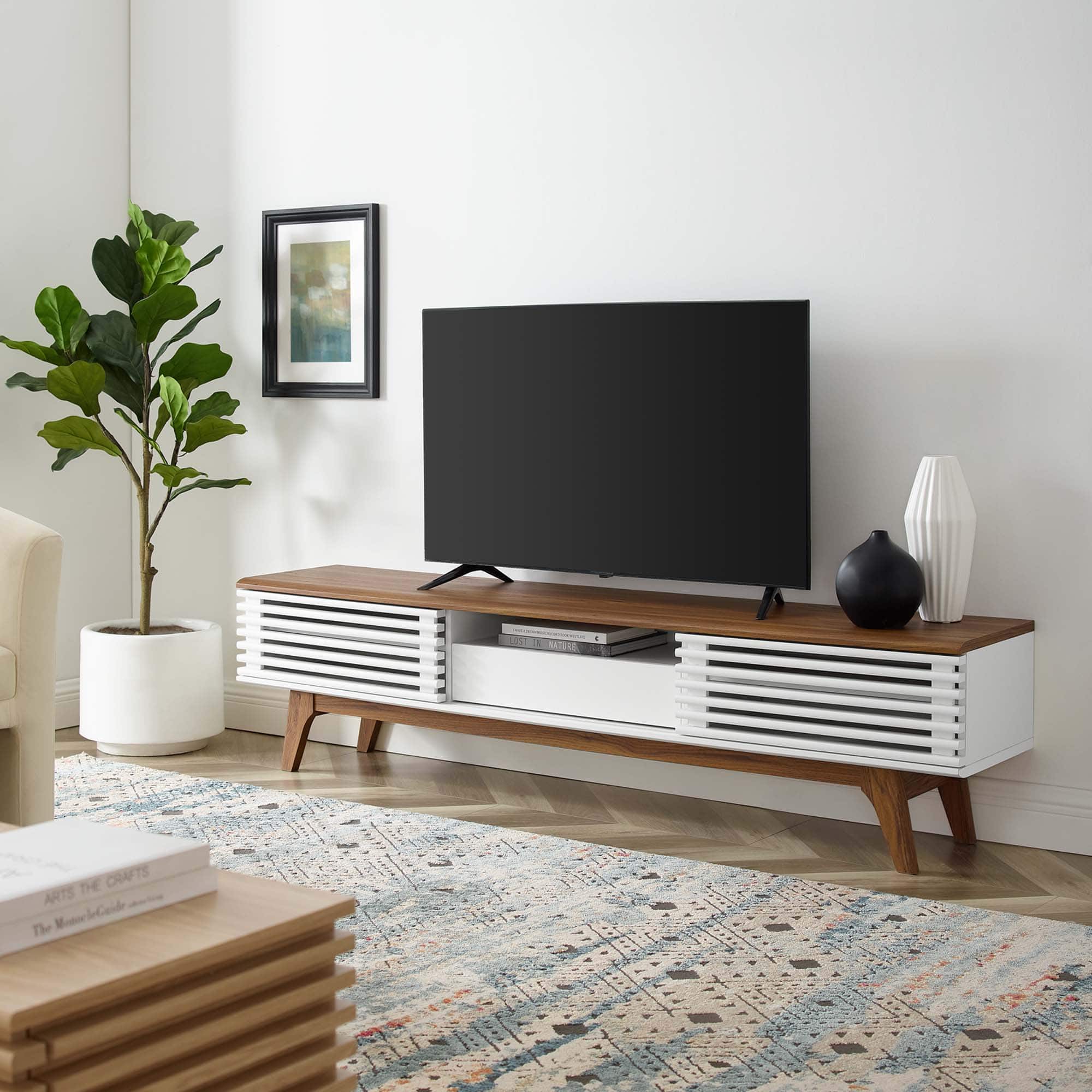 Render 70" TV Stand by Modway - Walnut White