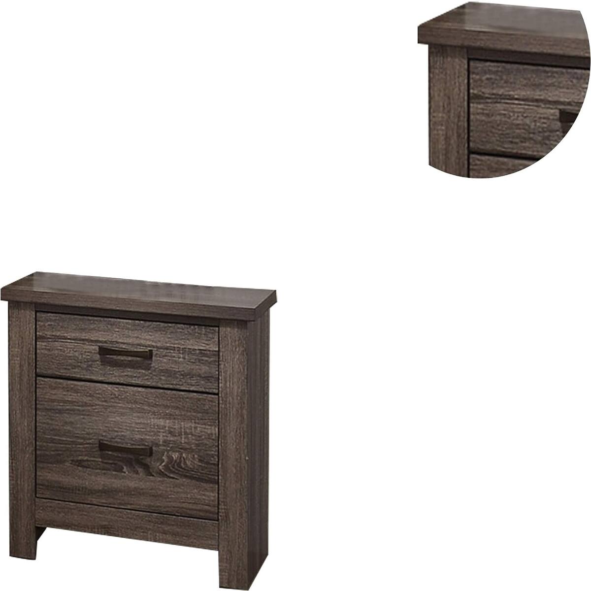 Back. Loheer - Loheer Natural Finish Wooden Nightstand, 2 Drawer Bedside Table, 24 in High - Natural.