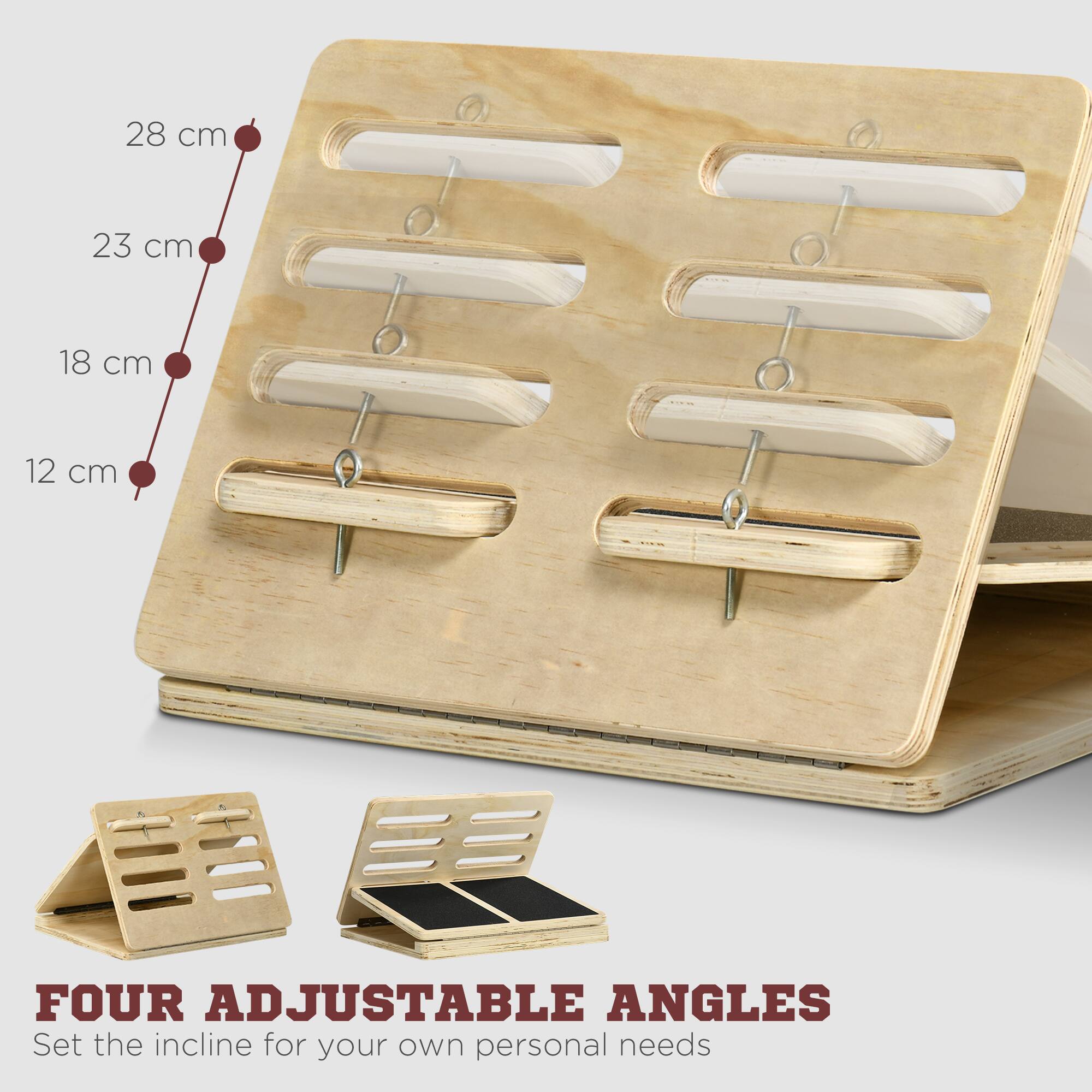 28 cm  
23 cm  
18 cm  
12 cm  

FOUR ADJUSTABLE ANGLES  
Set the incline for your own personal needs