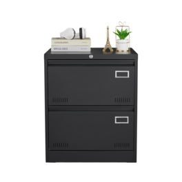 Ecooso - 2 Drawer Metal File Cabinet with Lock, Vertical Office File Cabinet for Home or Workplace, Assembly Required - Black