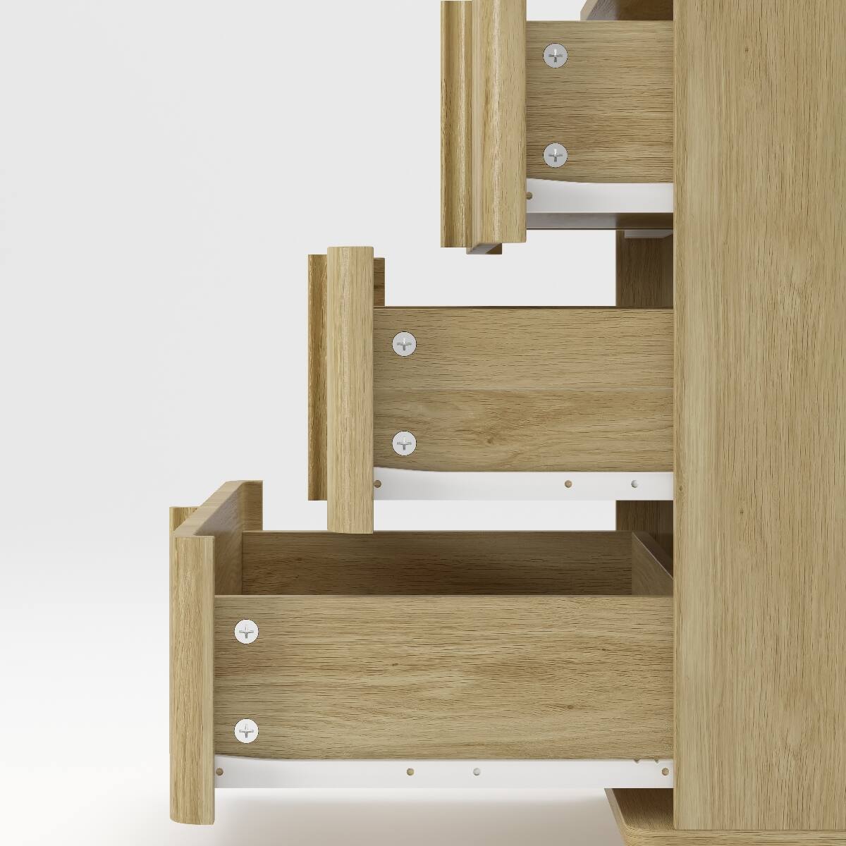Alt View 3. Loheer - Loheer Three Drawer Nightstand Set of Two Natural MDF Vertical Stripe Bedroom Furniture - Natural.